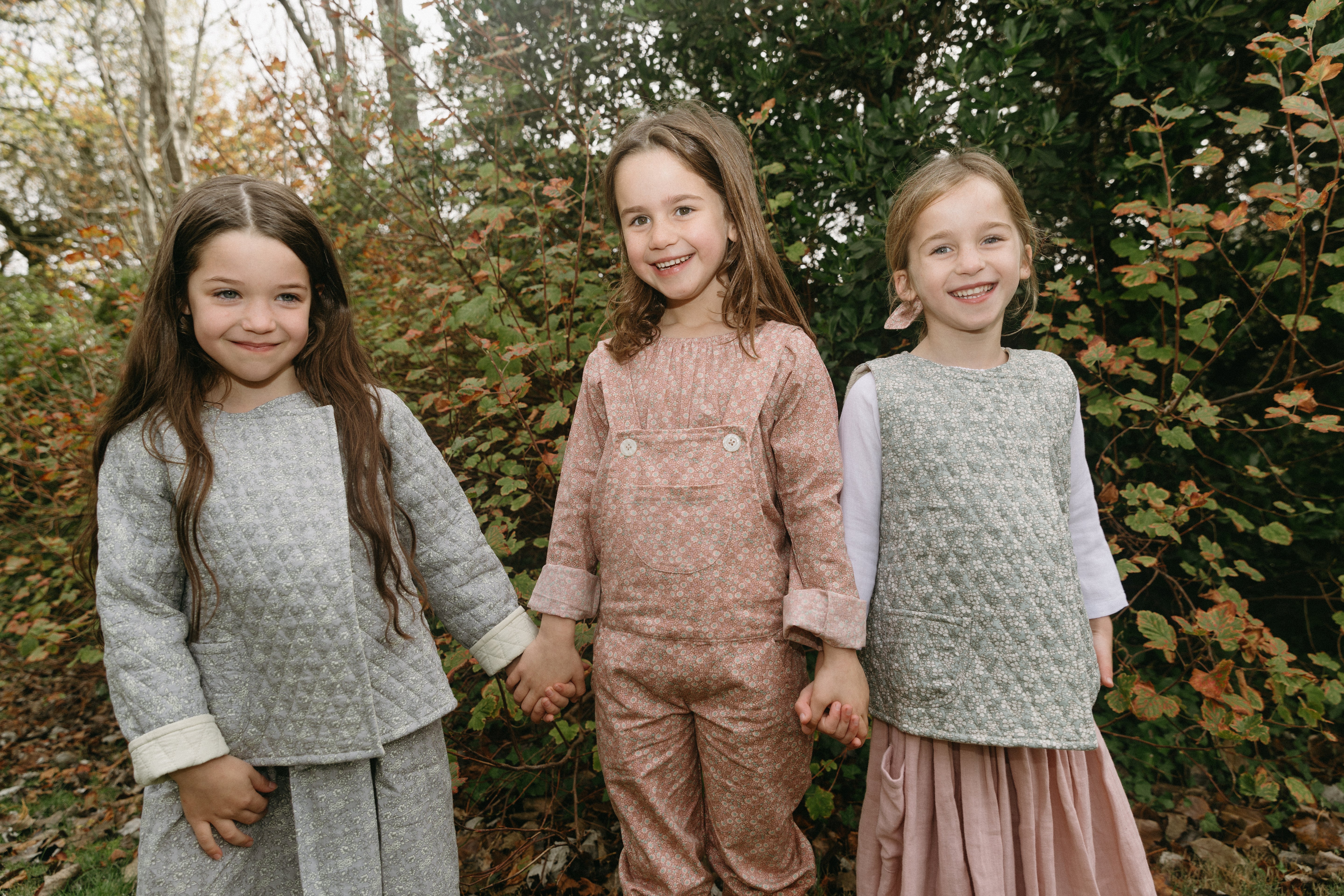 Landgirl Dungarees in Blush March Flower Twill