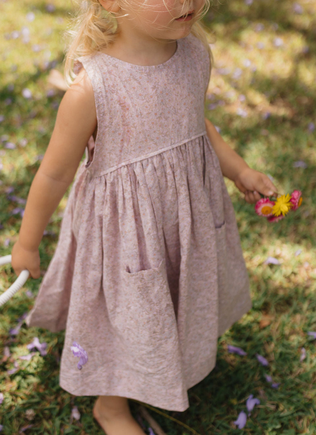 Swirl Dress in Lilac Cotton Buds - printebebe.com