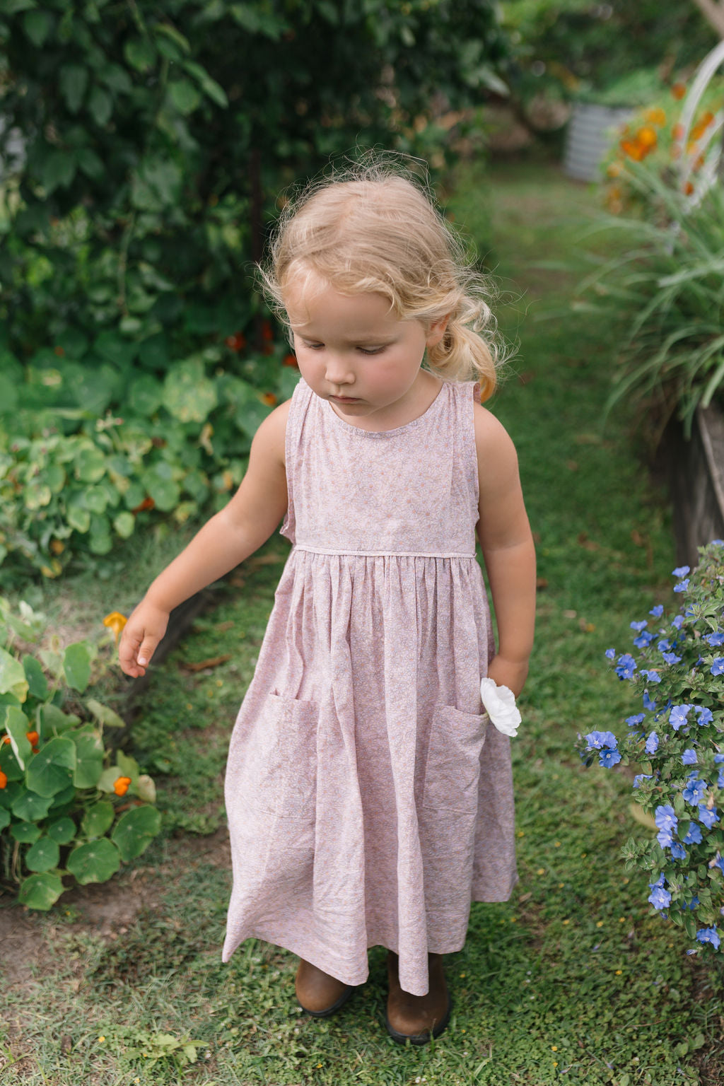 Swirl Dress in Lilac Cotton Buds - printebebe.com