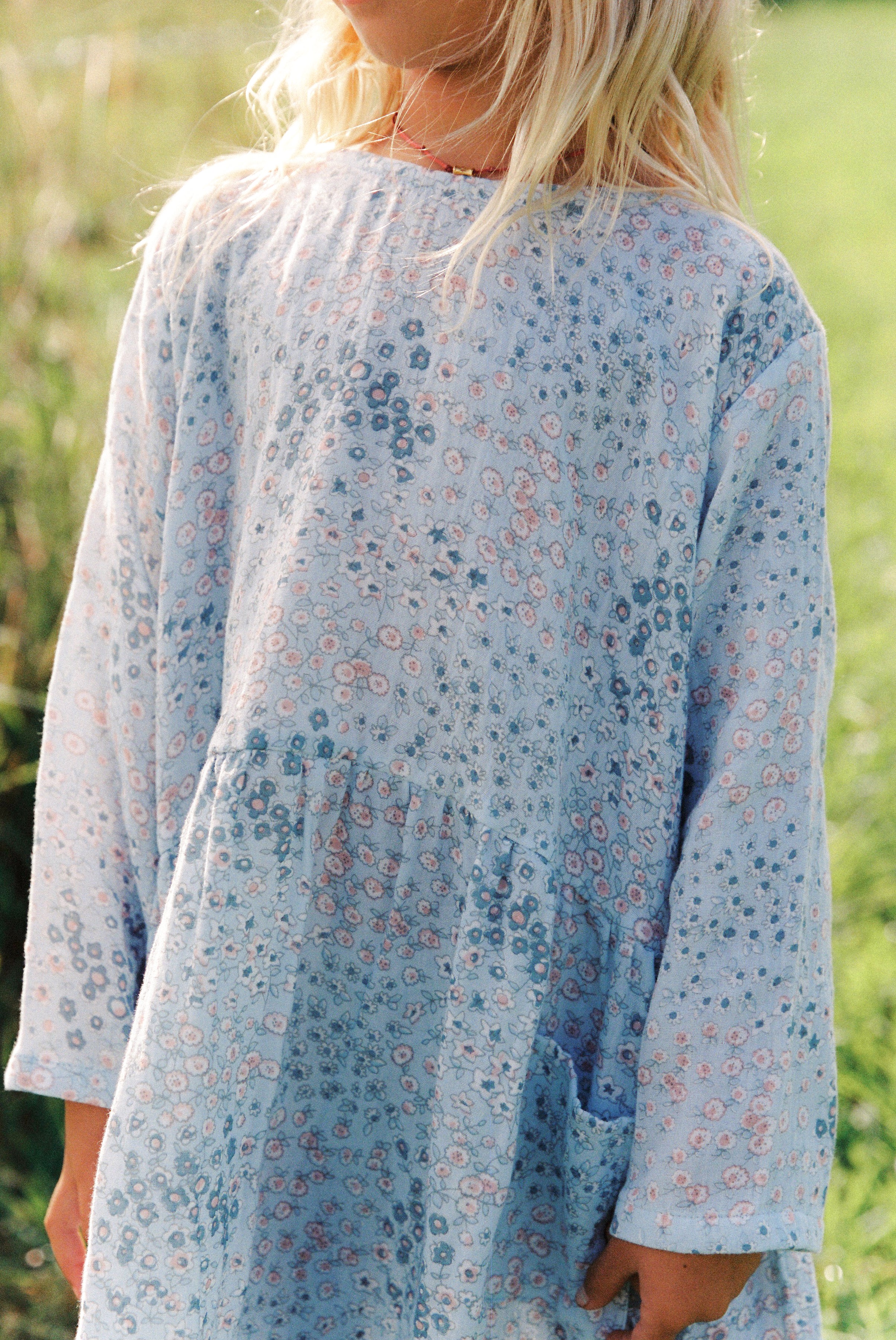 Auguste Dress in Baby Blue Vintage Flower - printebebe.com