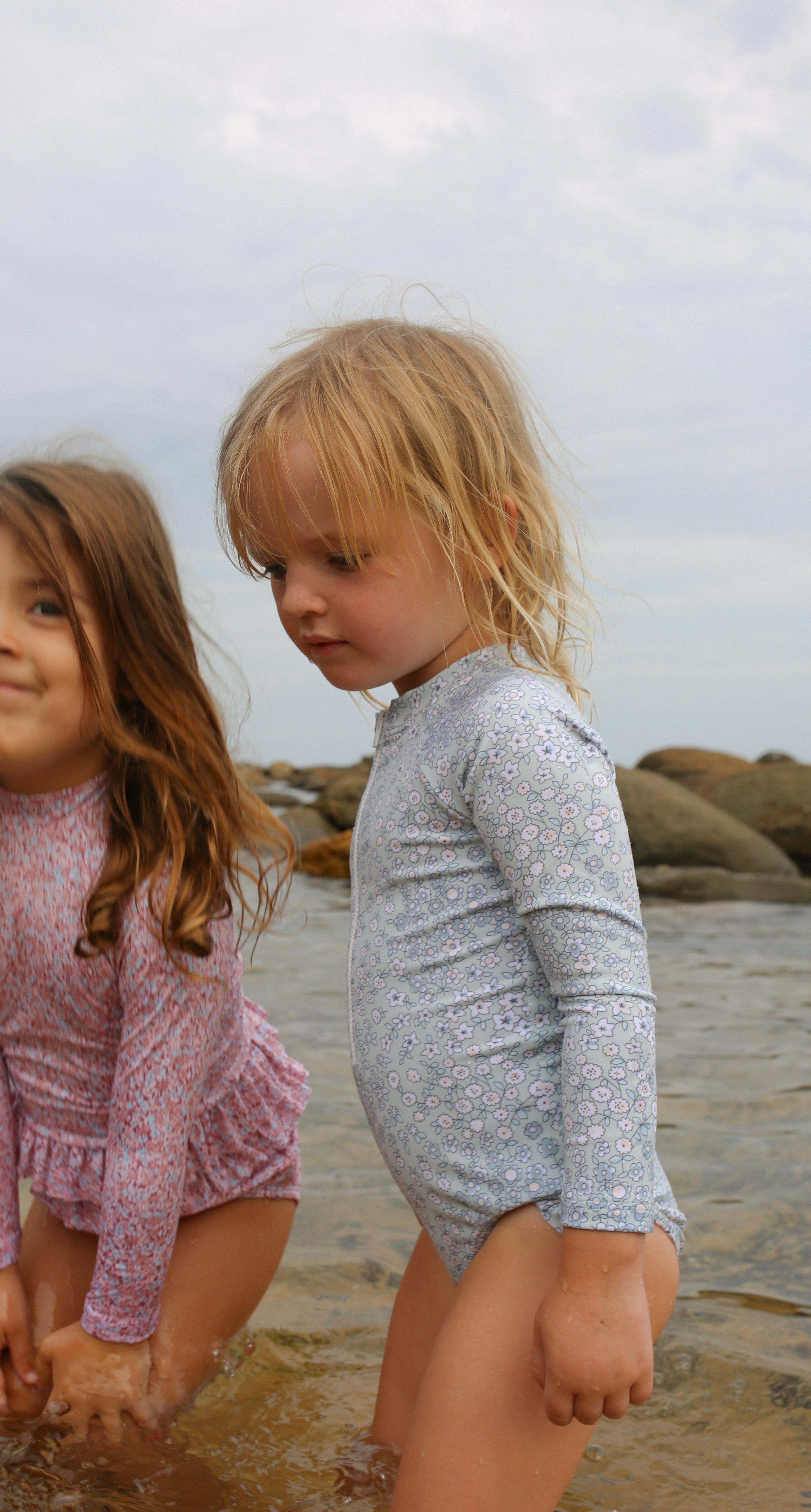 Long Sleeve one Piece in Sea Foam Vintage Flower