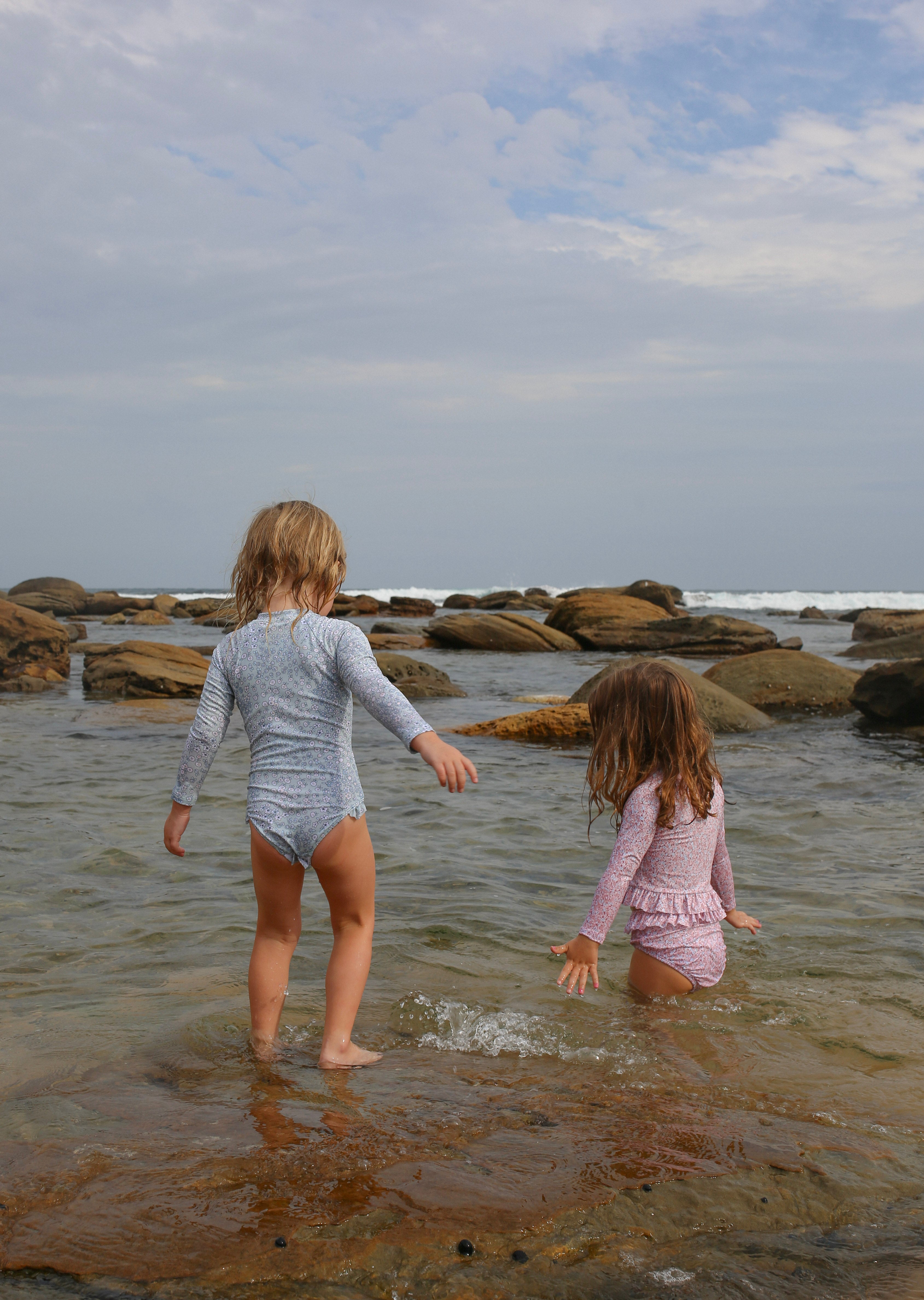 Long Sleeve one Piece in Sea Foam Vintage Flower