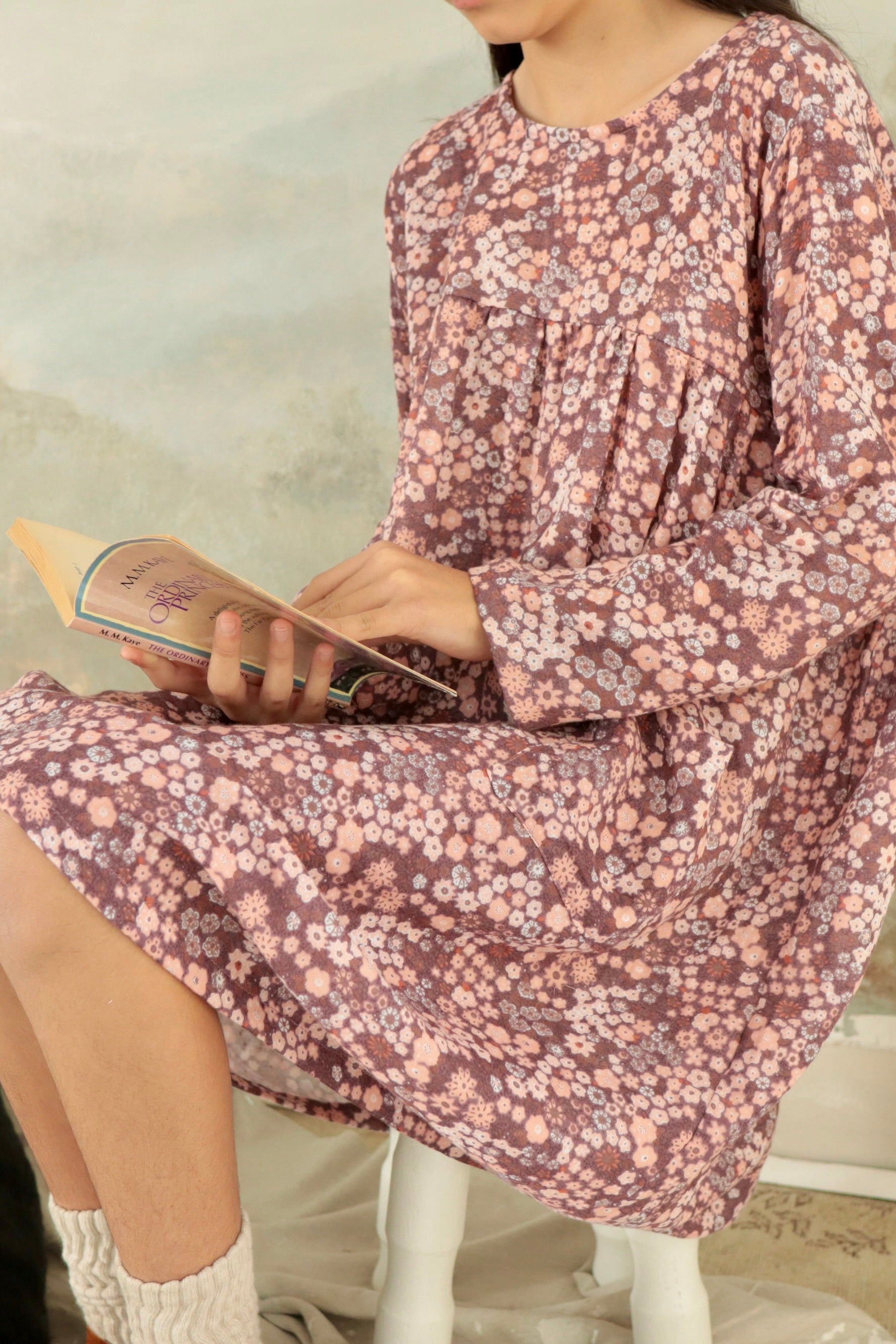 The Tulleries Dress in Burgundy Japan Flower