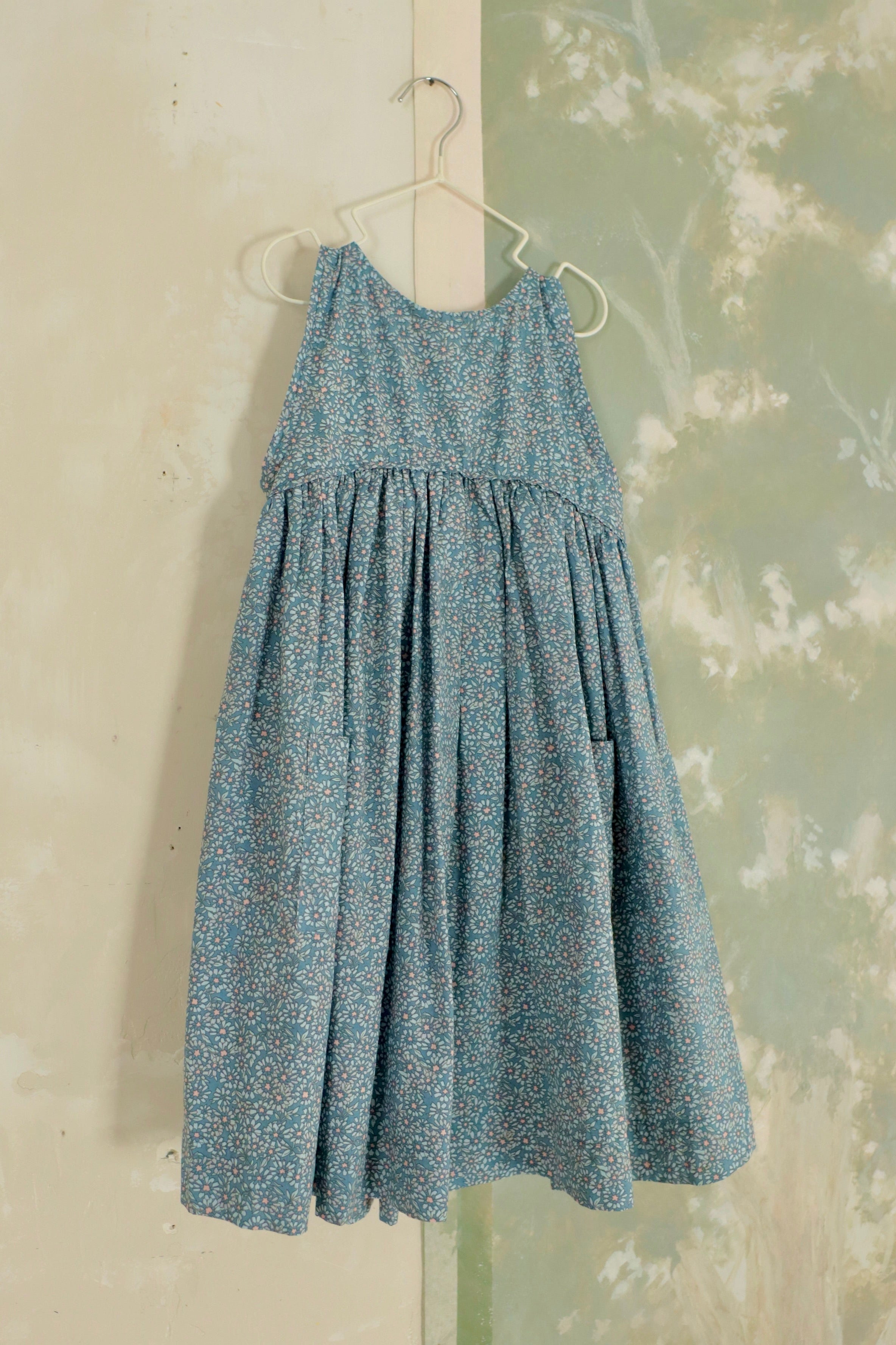 Swirl Dress in Ocean Blue Cotton Buds - printebebe.com