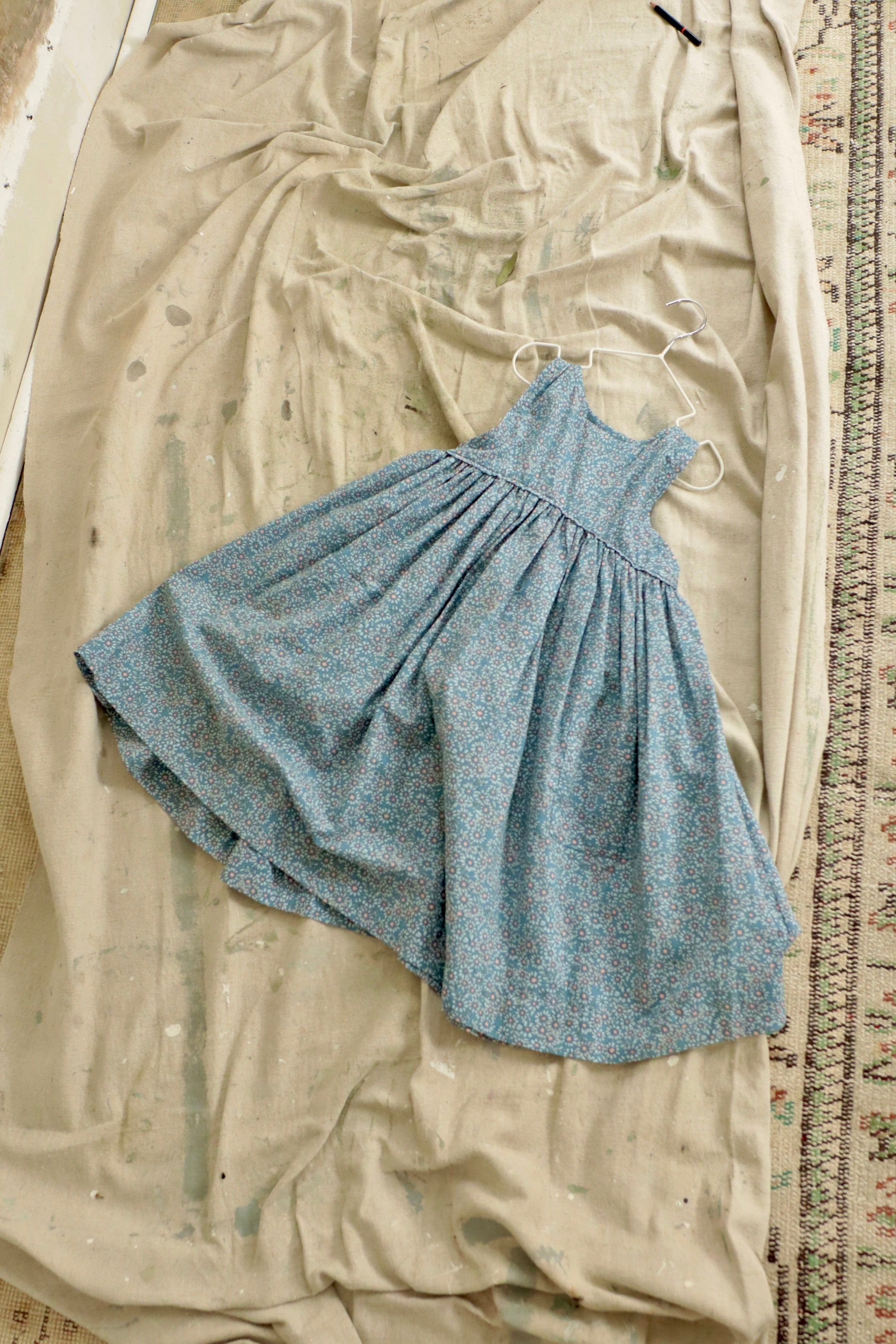 Swirl Dress in Ocean Blue Cotton Buds - printebebe.com