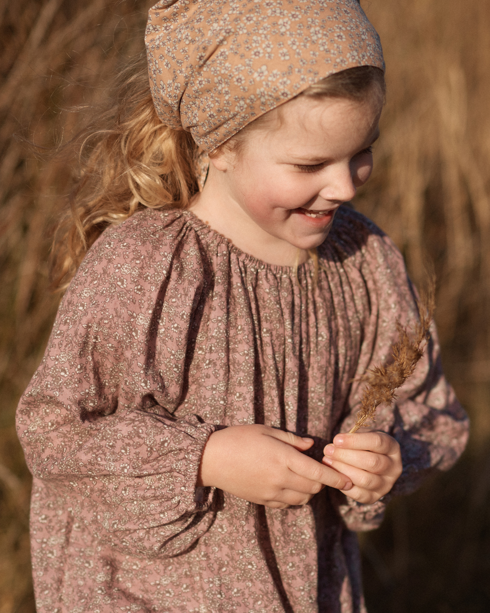 Head Scarf in Wheat Wildflowers