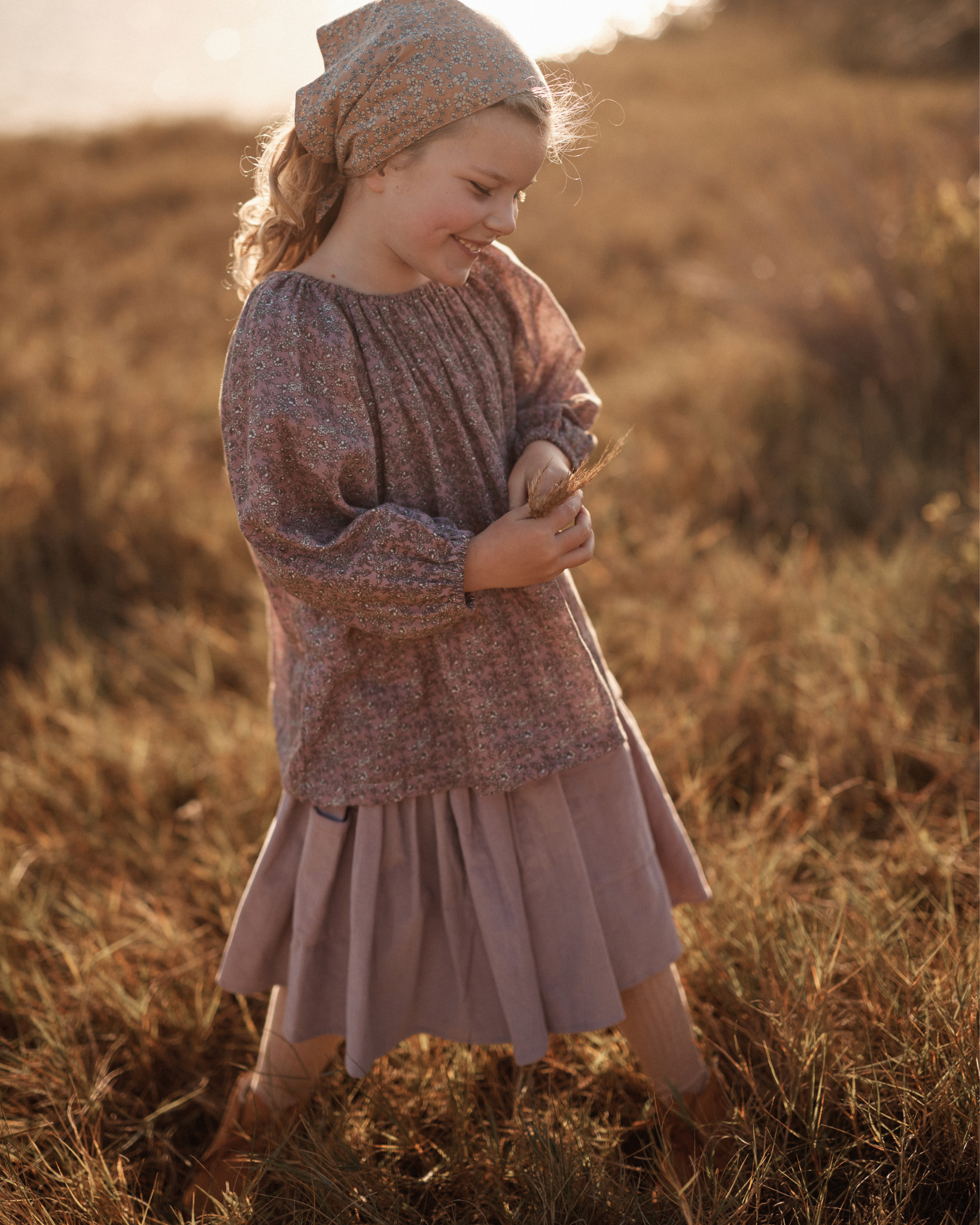 Head Scarf in Wheat Wildflowers