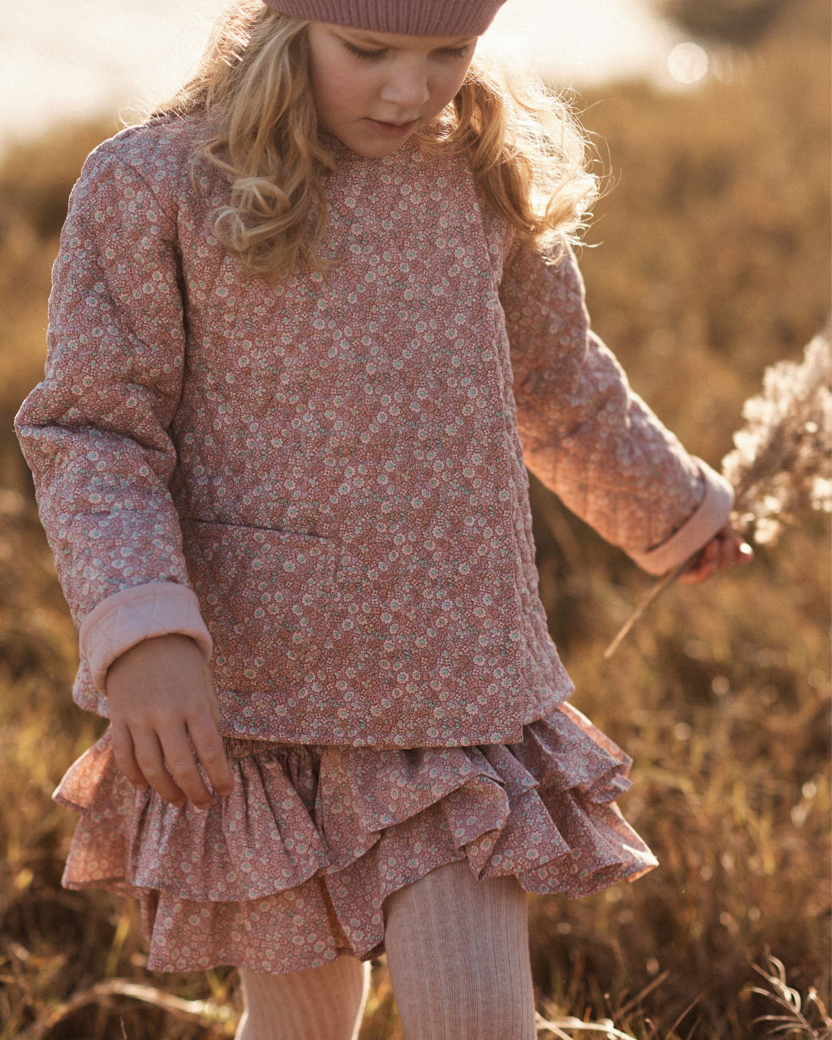 Quilted Jacket in Blush March Flower - Rose Lining