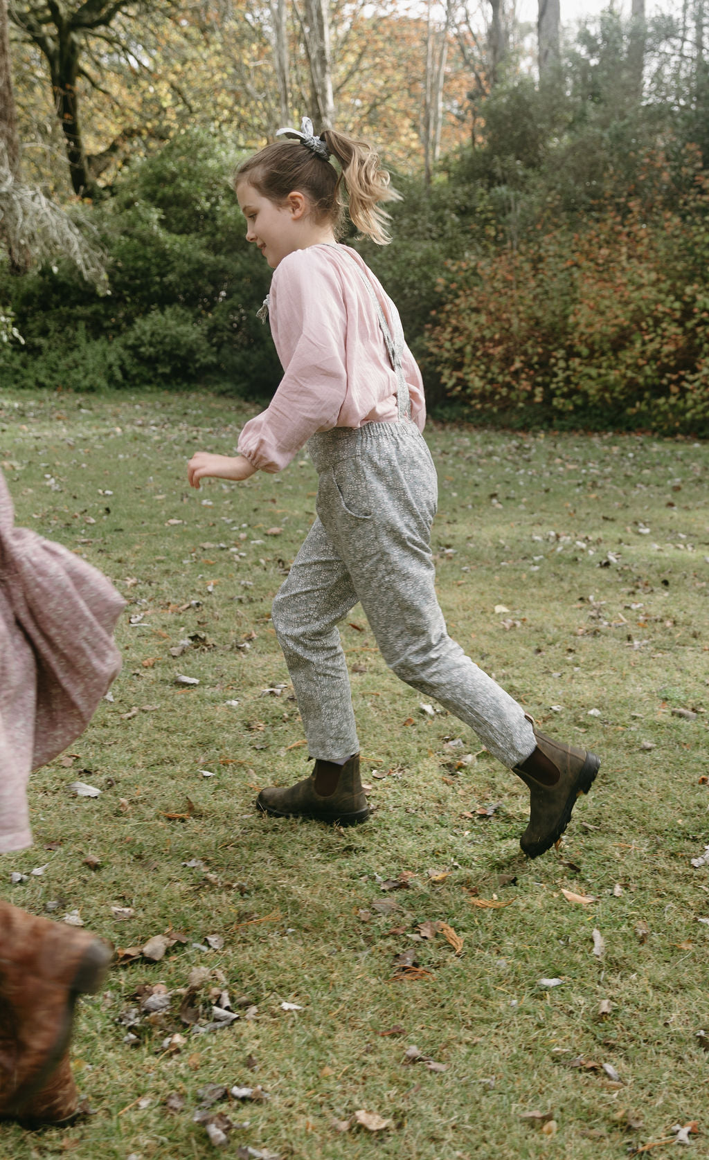 Tie Front Overalls in Heavy Duty Twill Winter Daisy - printebebe.com