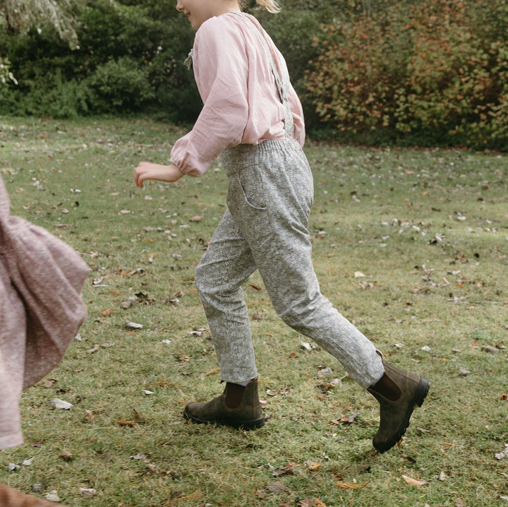 Tie Front Overalls in Heavy Duty Twill Winter Daisy