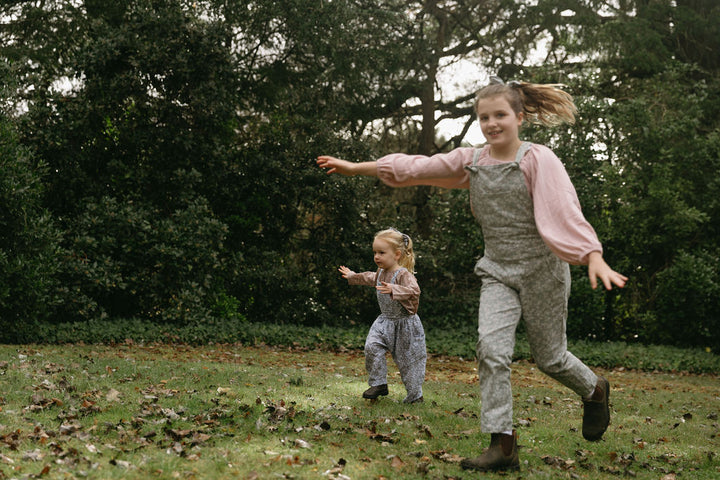 Tie Front Overalls in Heavy Duty Twill Winter Daisy