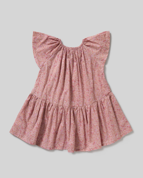 Flutter Dress in Pink Cotton Buds - printebebe.com