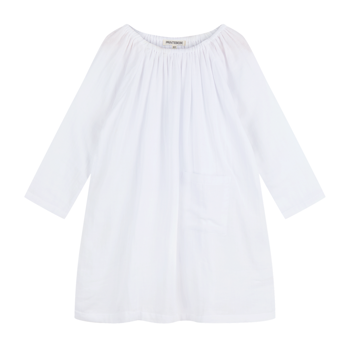 white long sleeve smock dress Pocket Smock Dress in White