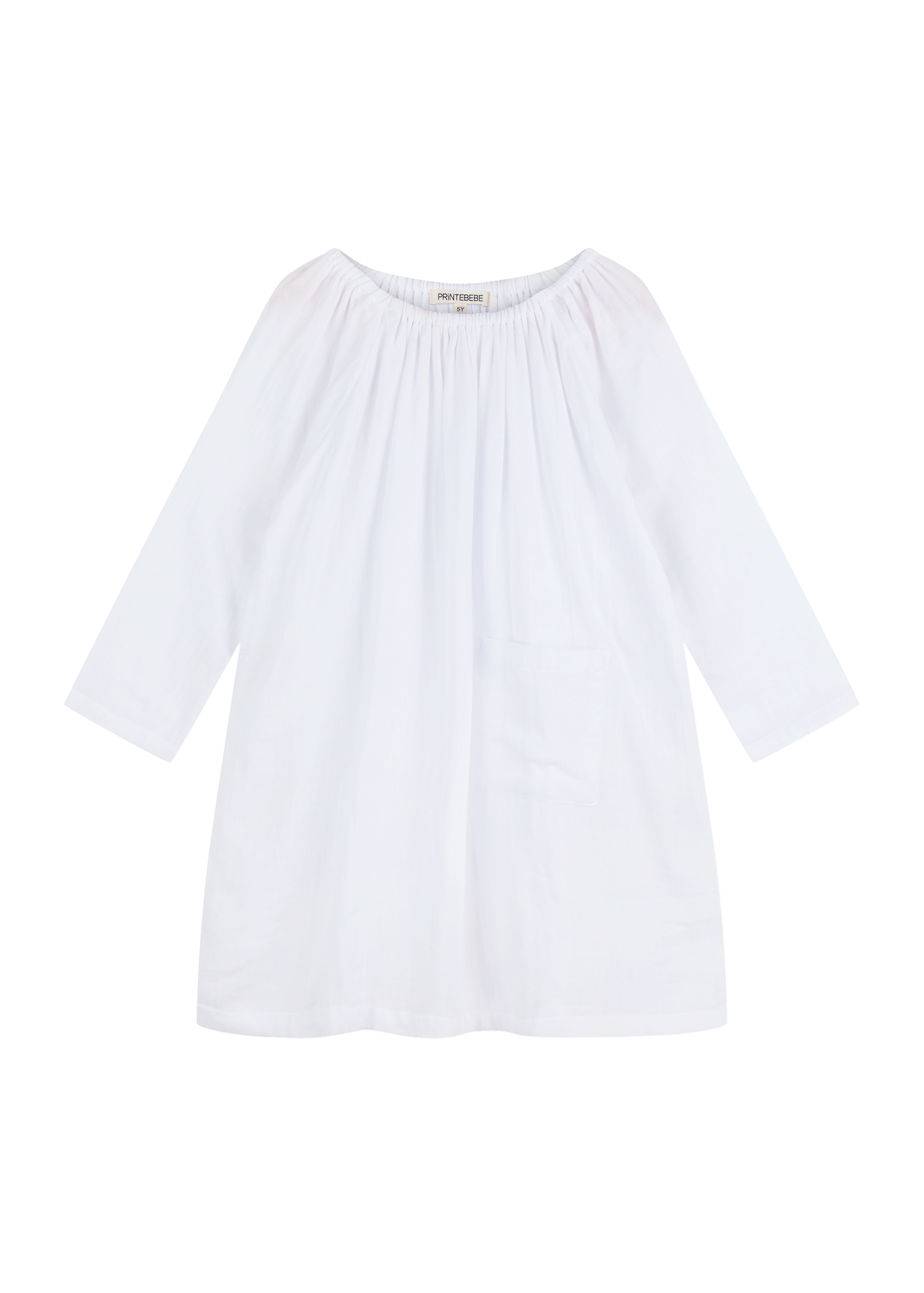 long sleeve white smock dress Pocket Smock Dress in White