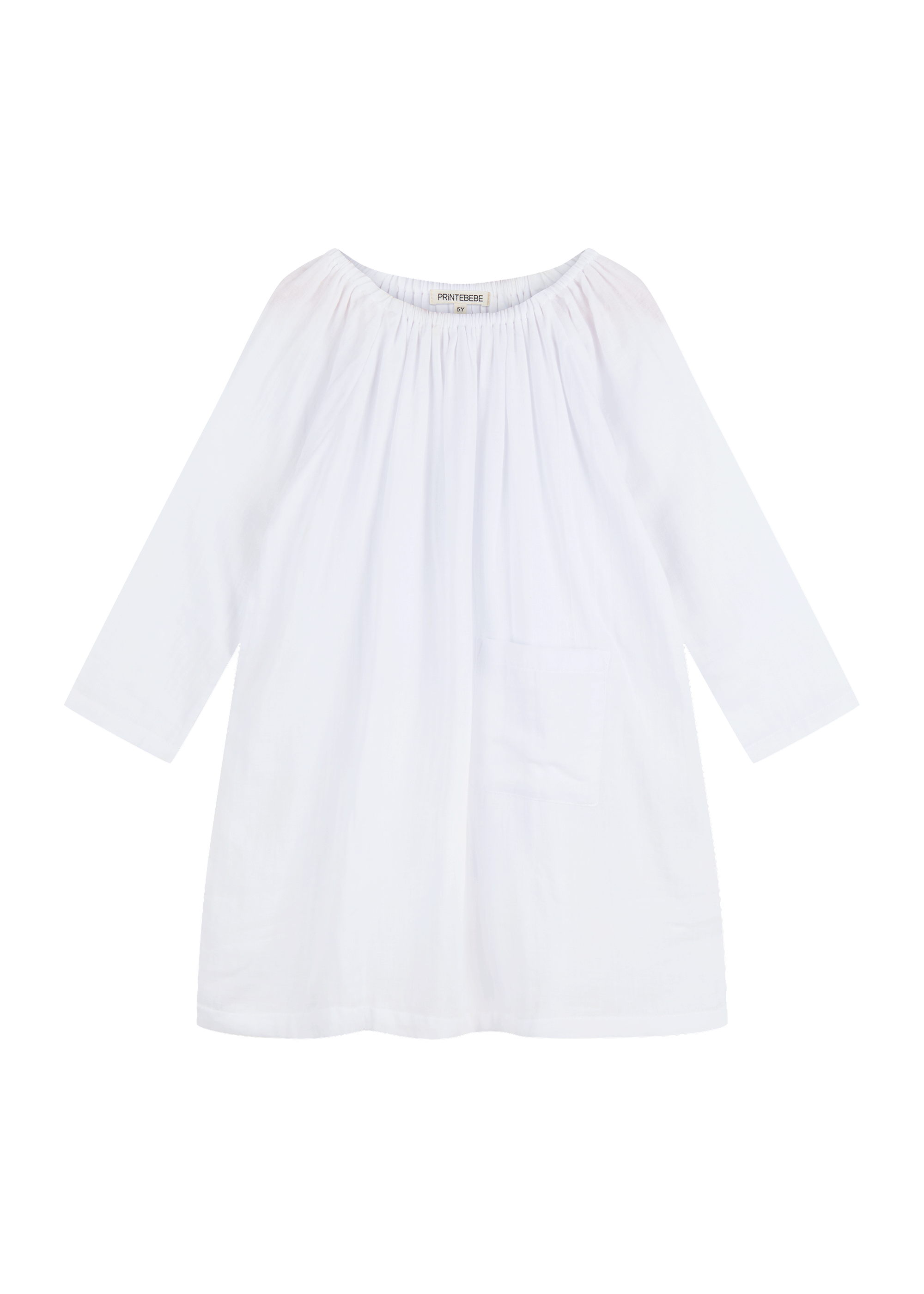 Pocket Smock Dress in White