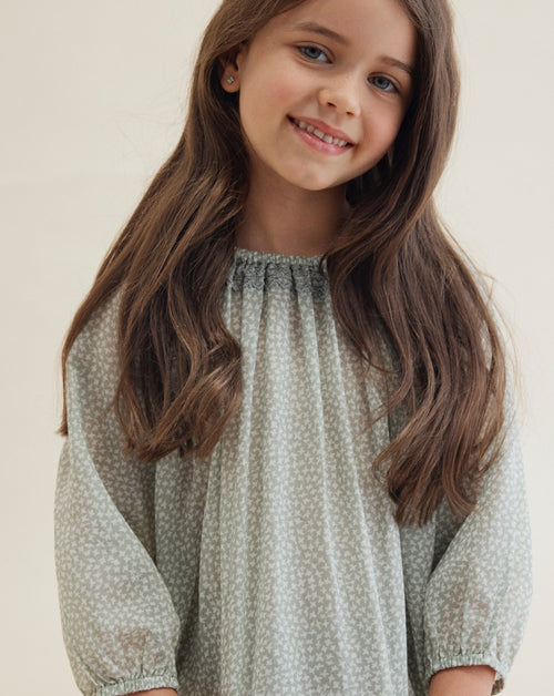 Embroidered Smock Blouse in Meadow Bird