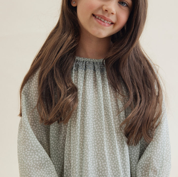 Embroidered Smock Blouse in Meadow Bird