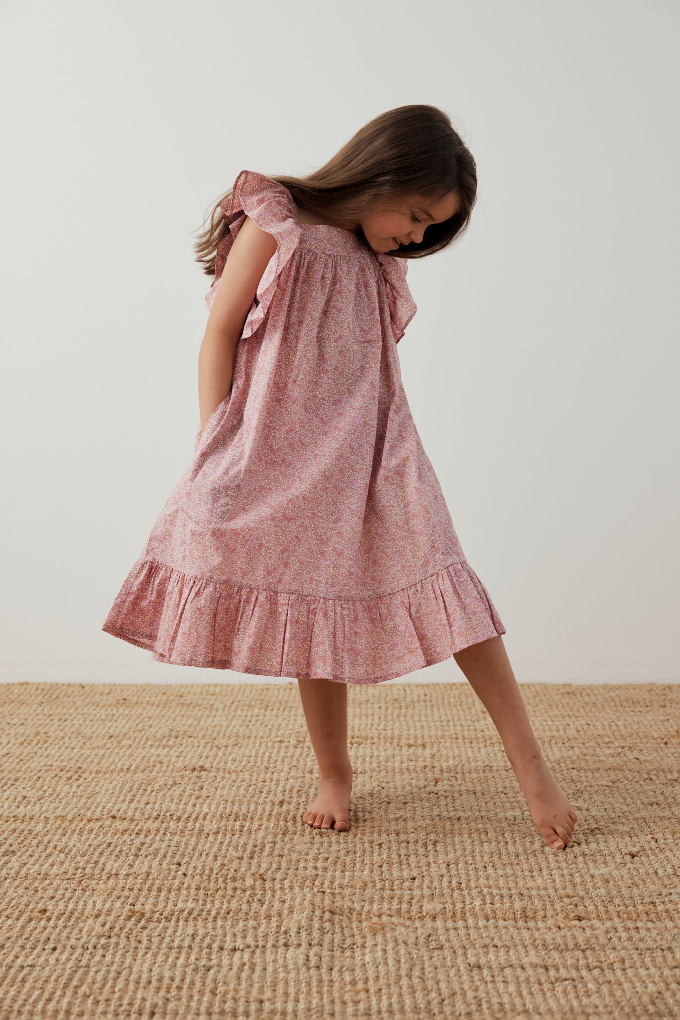 Caramel Dress in Pink Cotton Buds