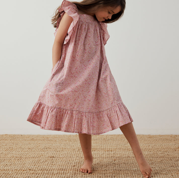 Caramel Dress in Pink Cottonbuds - printebebe.com