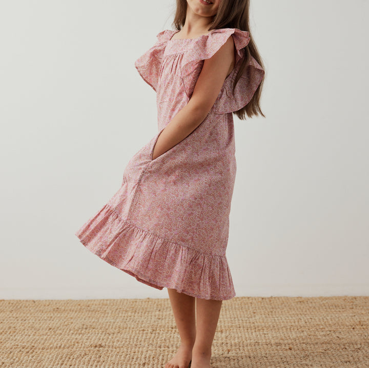 Caramel Dress in Pink Cottonbuds - printebebe.com
