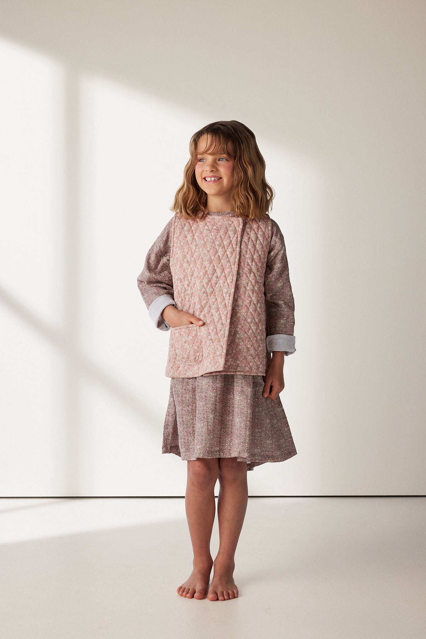 Quilted Vest in March Flower - printebebe.com