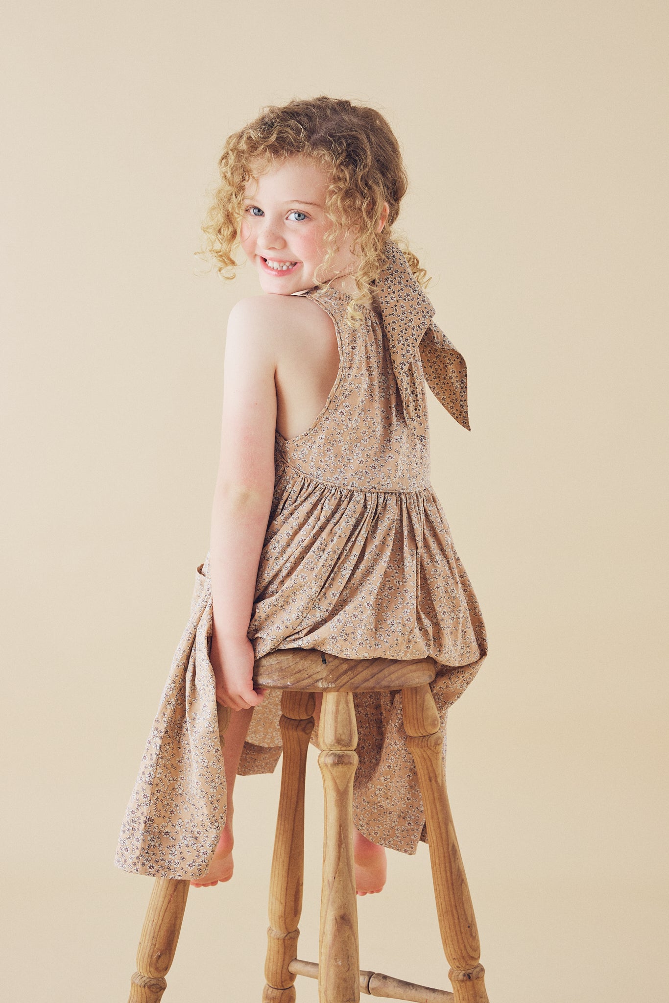 Swirl Dress in Wheat Wildflowers - printebebe.com