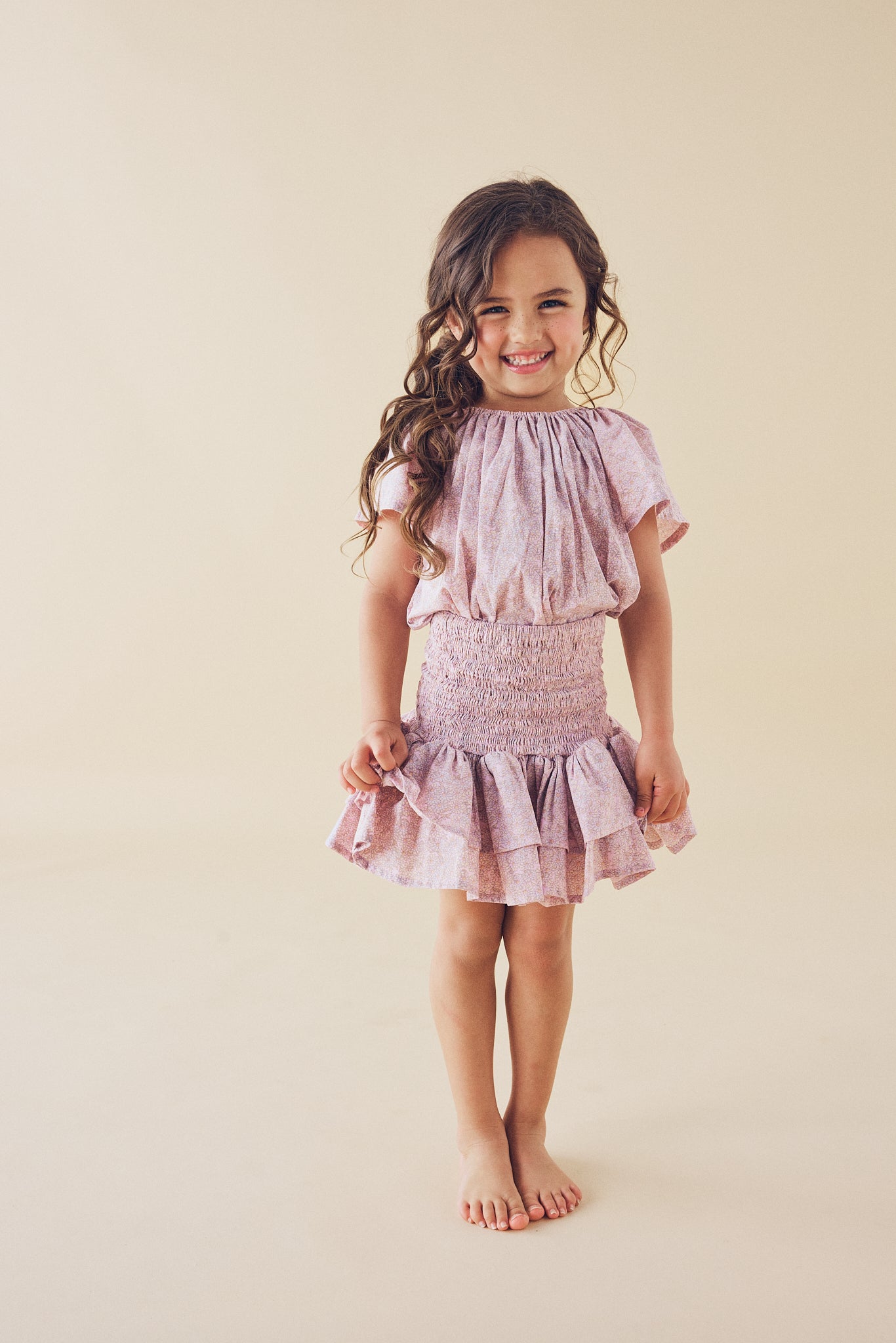 Ra-ra Skirt in Lilac Cotton Buds - printebebe.com