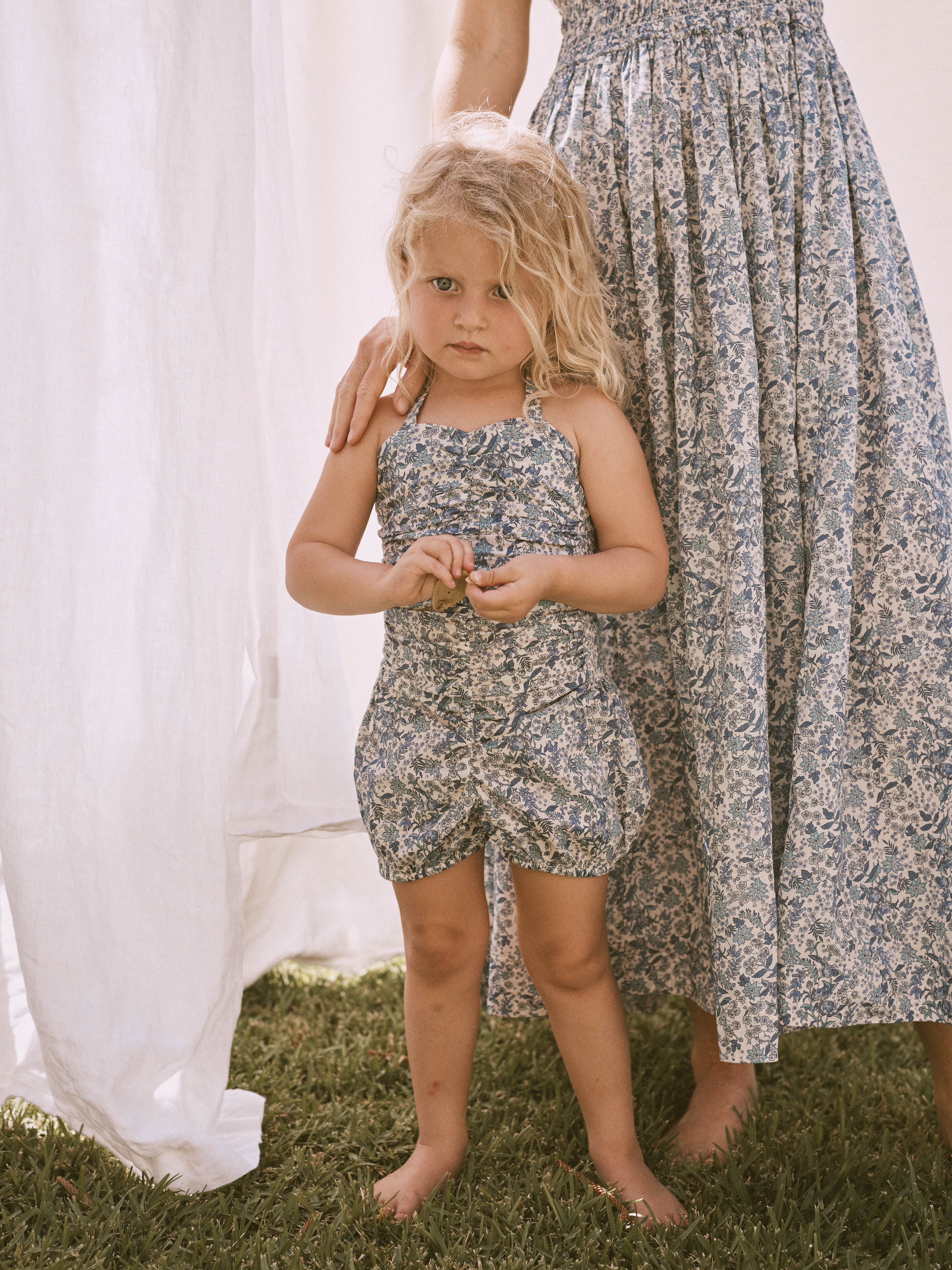 Camille Playsuit in Blue Serruria Liberty