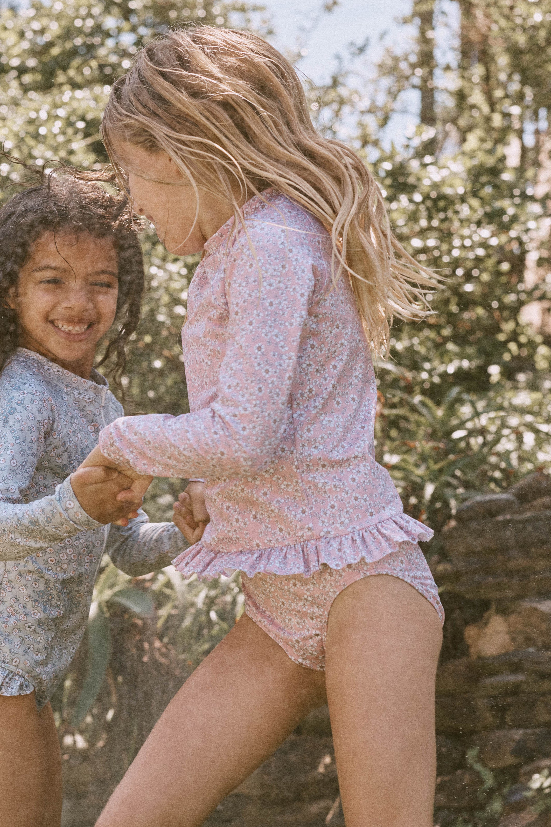 Ruffle Rashie Set in Pretty Pink Wild Flower