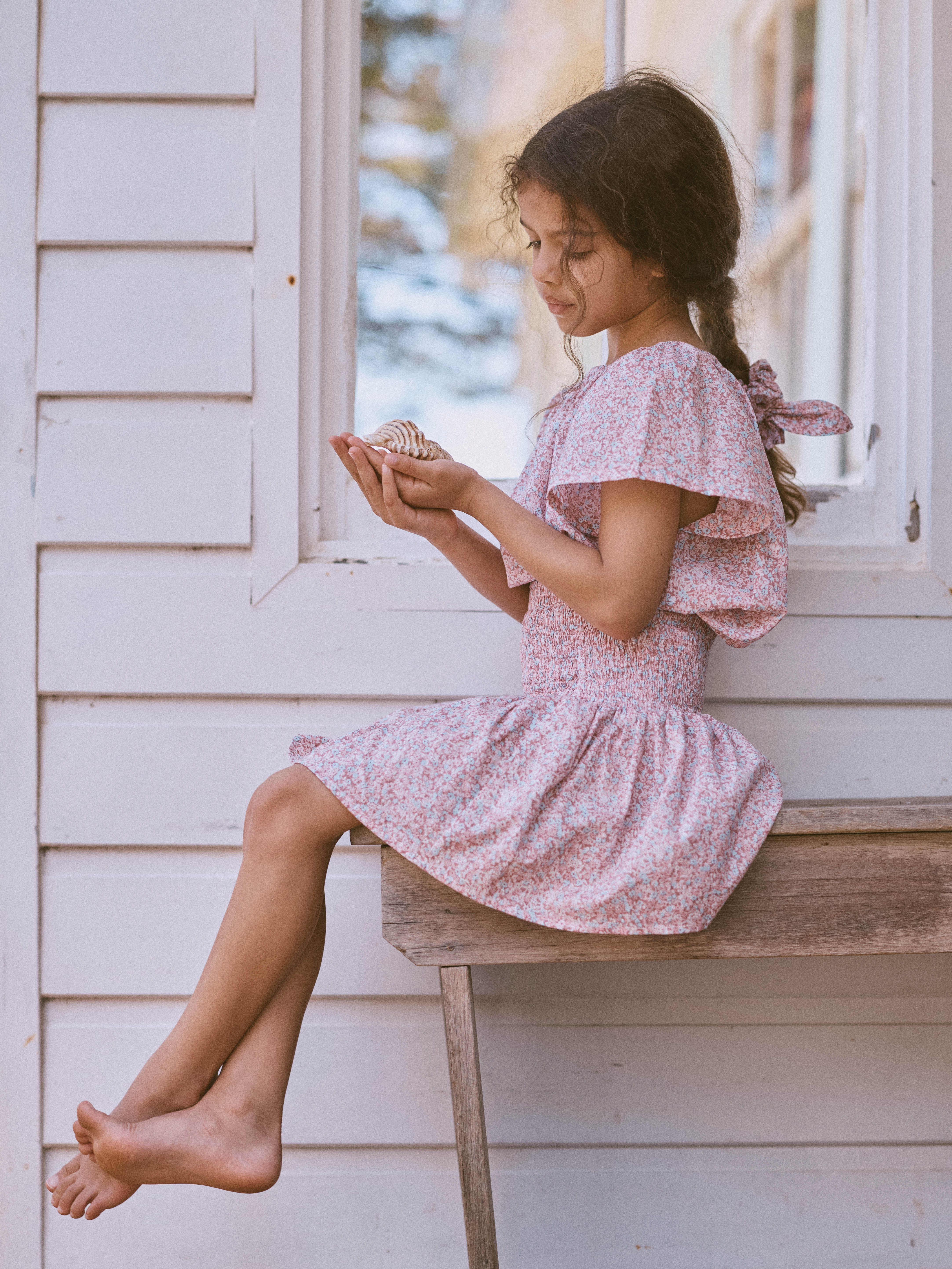 Flutter Top in Rosewater Mini Flower