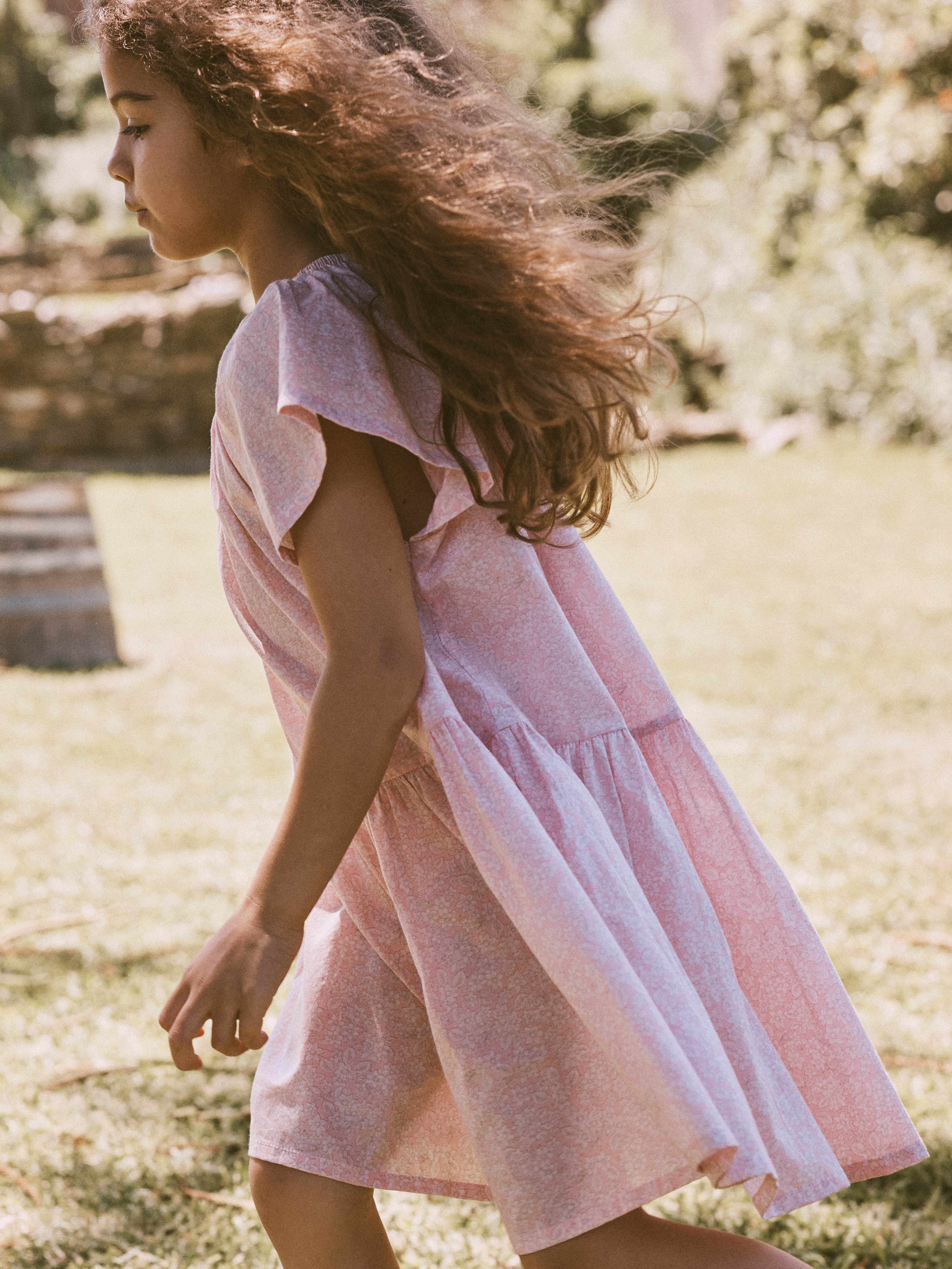 Flutter Dress in Petal Pink Field Flower