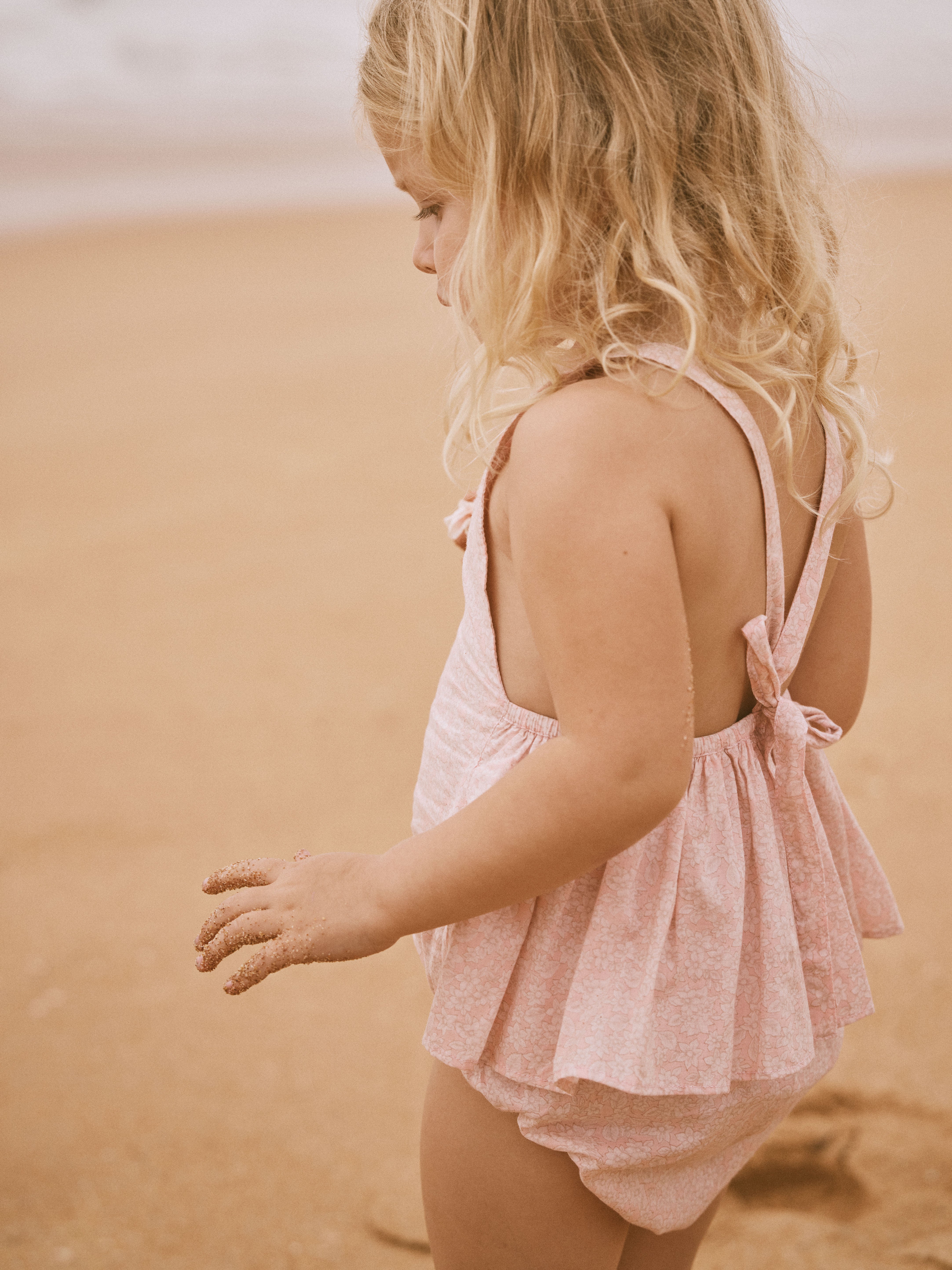 Sunshine Romper in Petal Pink Field Flower