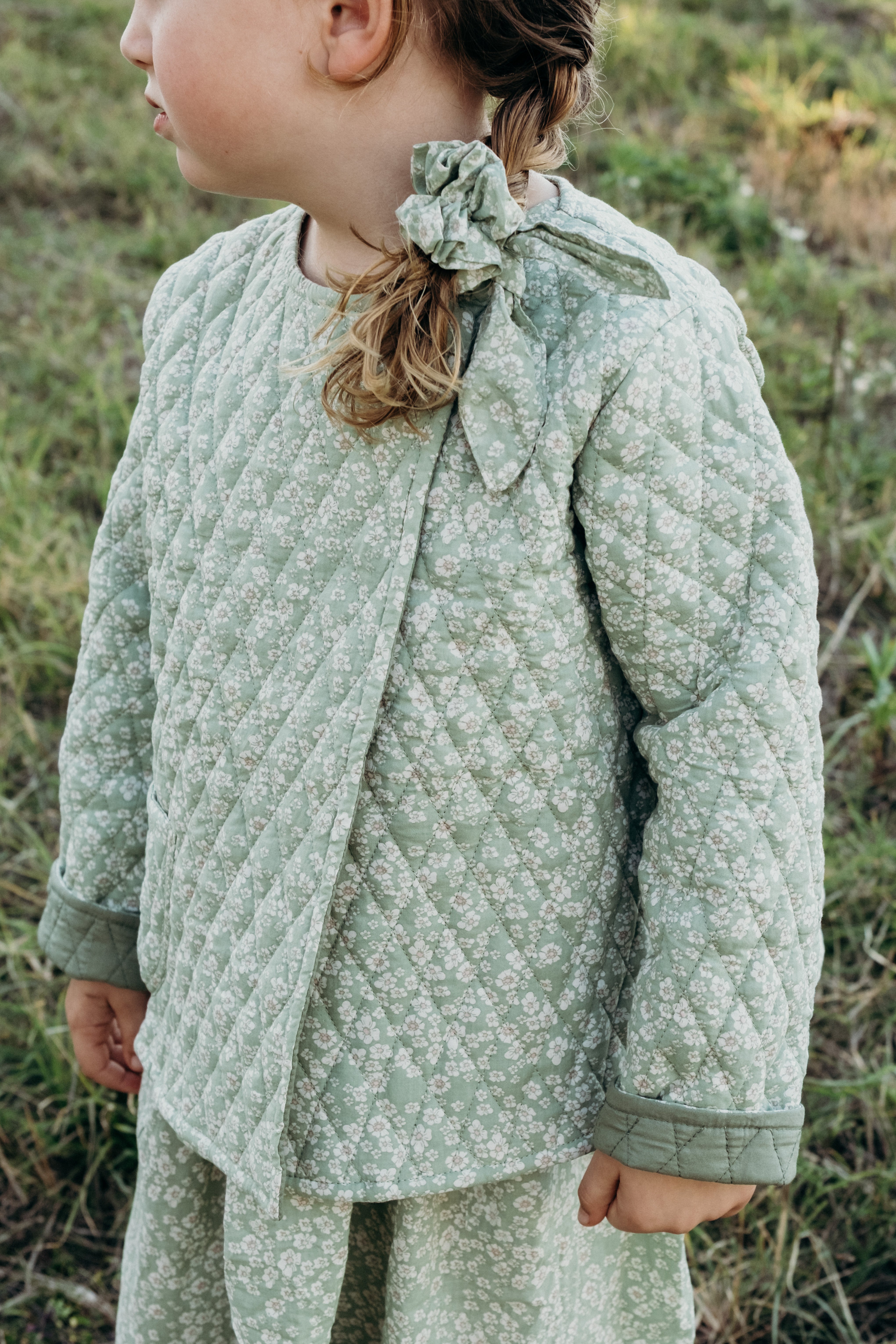 Quilted Jacket in Mint Green Wild Flower
