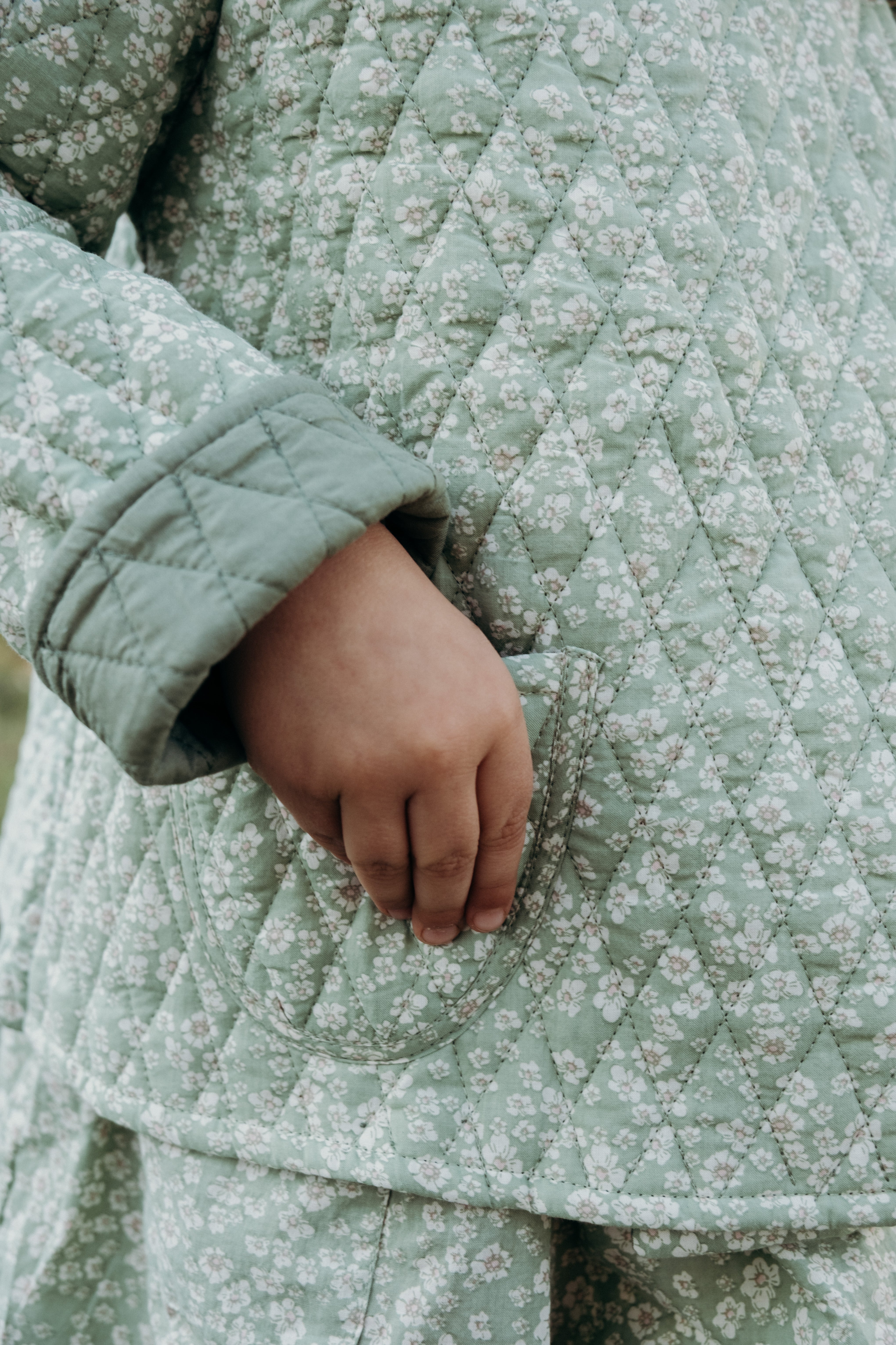 Quilted Jacket in Mint Green Wild Flower
