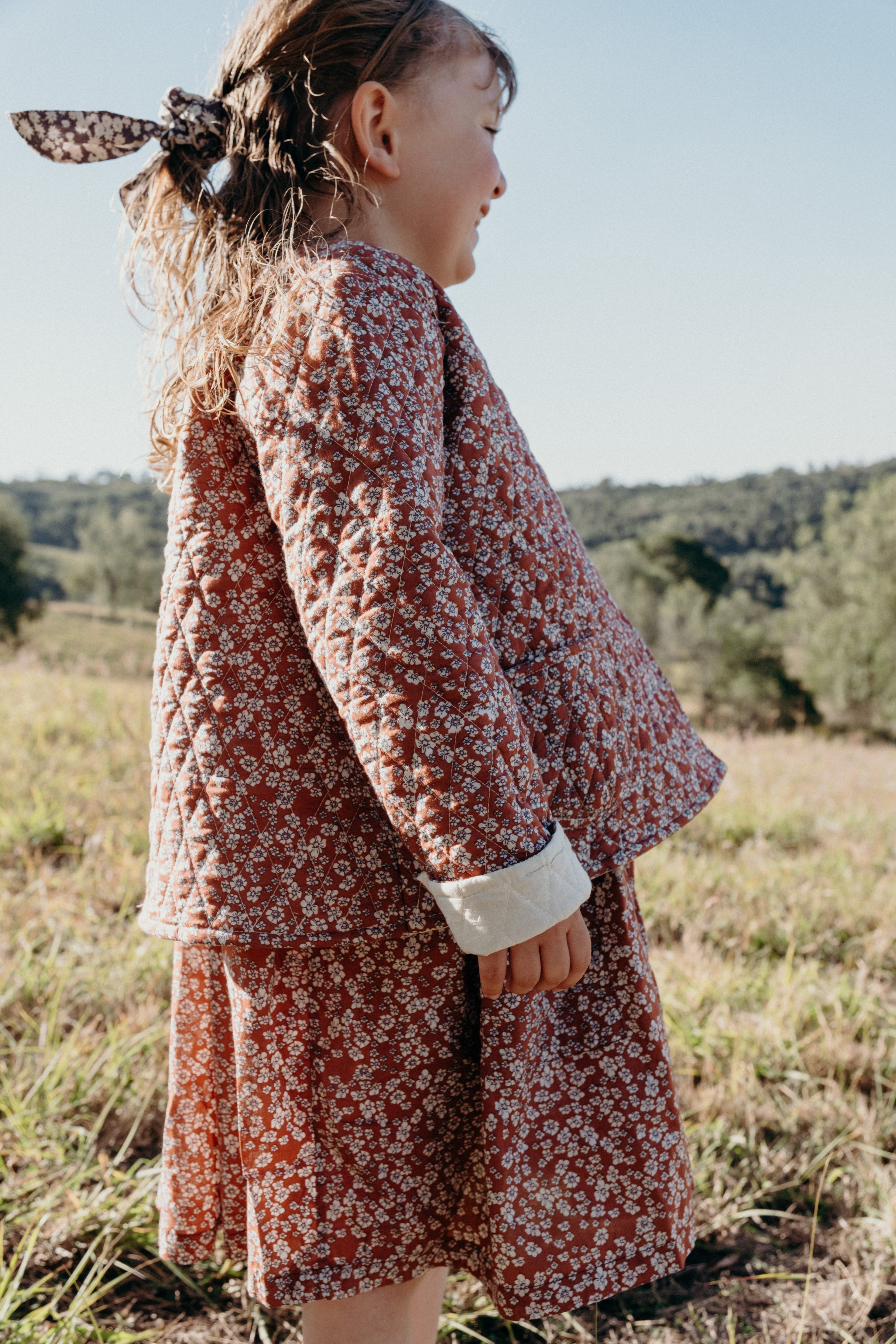Quilted Jacket in Terracotta Wild Flower