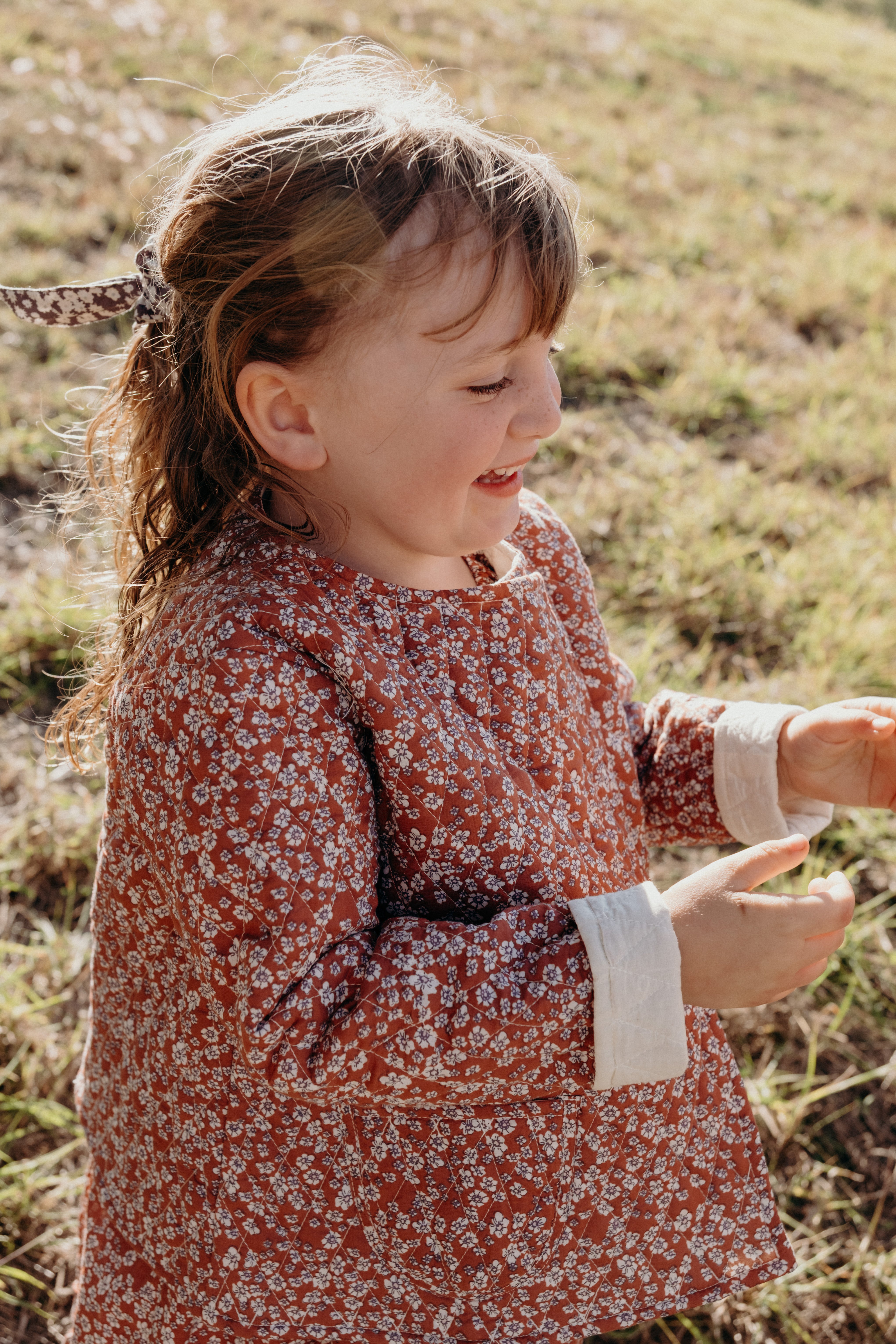 Quilted Jacket in Terracotta Wild Flower