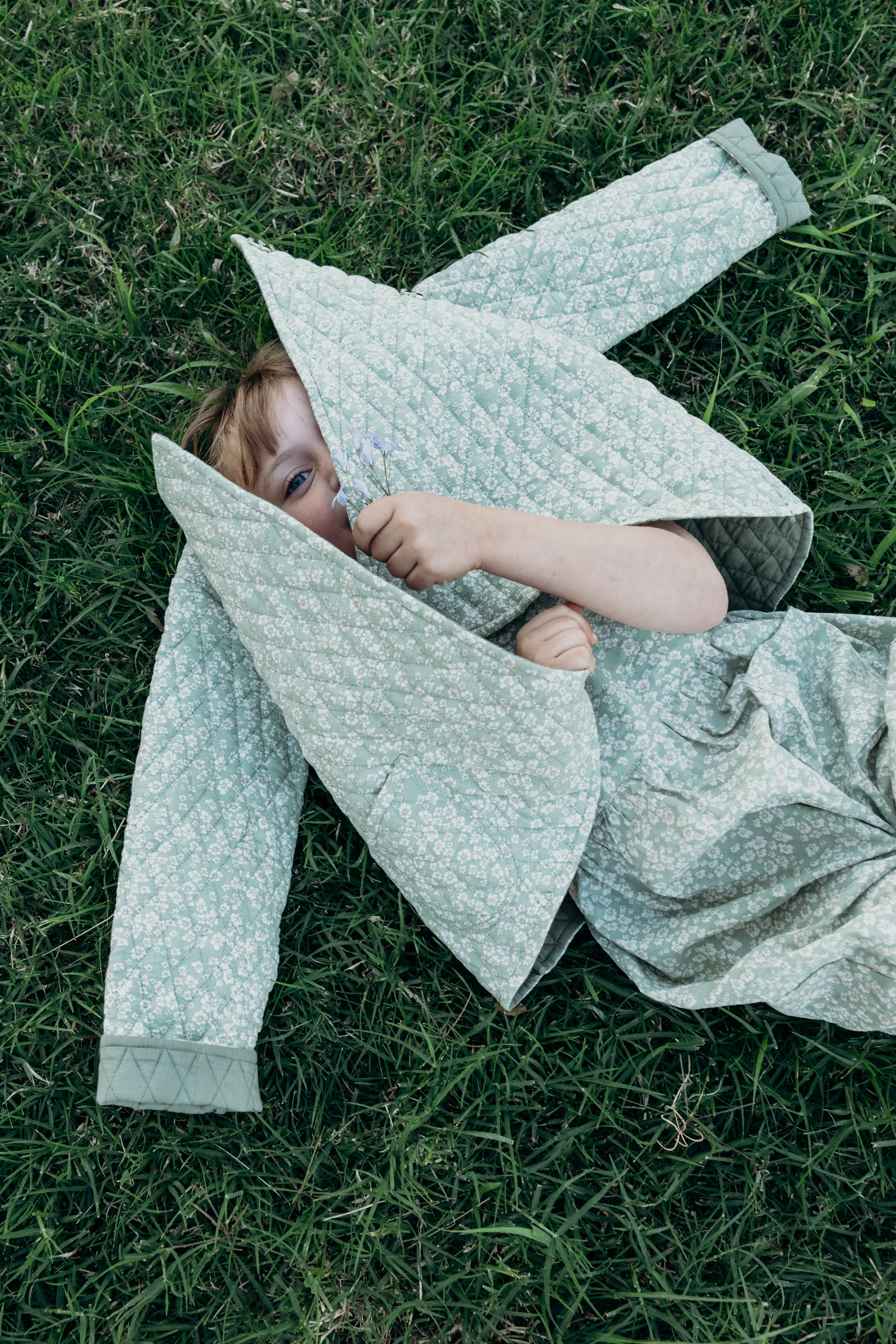 Quilted Jacket in Mint Green Wild Flower