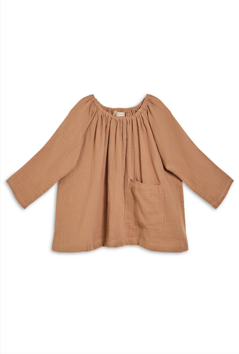 Pocket Smock in Tan Double Voille - printebebe.com