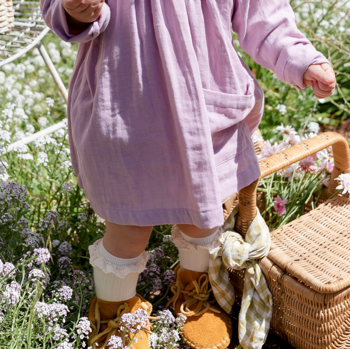 Smock Top with Pocket in Violet