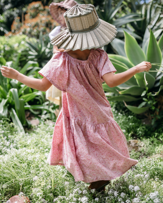 Flutter Dress in Pink Cotton Buds - printebebe.com