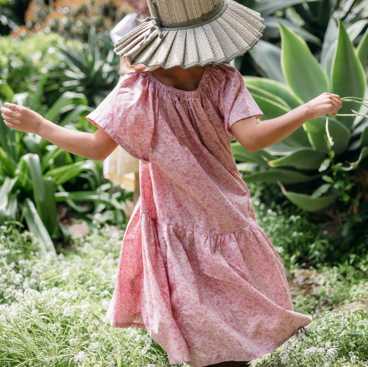 Flutter Dress in Pink Cotton Buds - printebebe.com