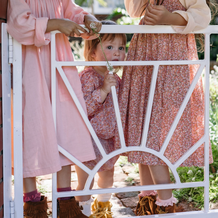 Pocket Smock Dress in Peach Super Soft Cotton 10 years