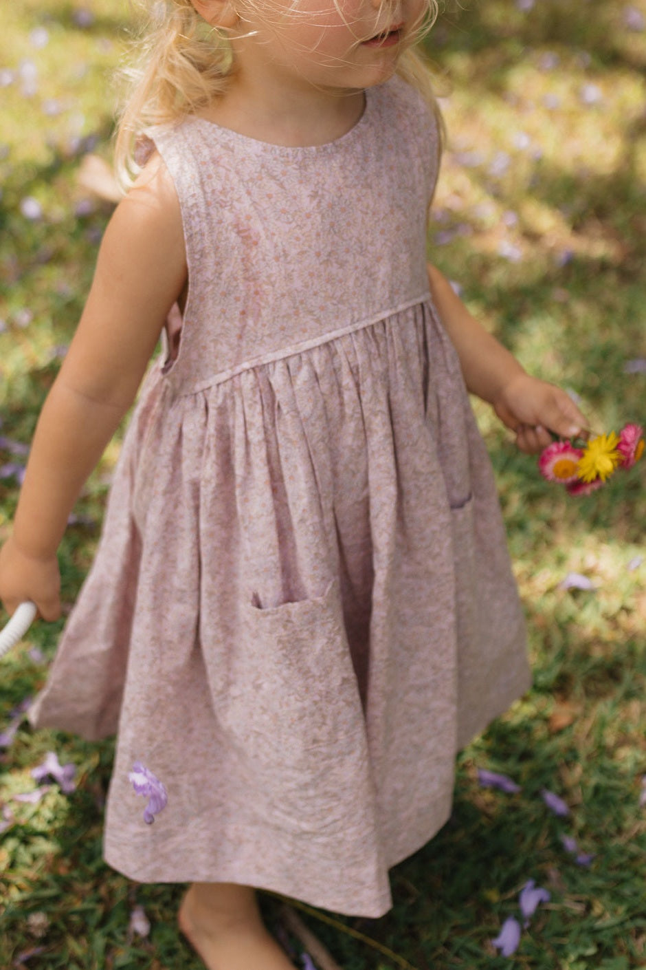 Swirl Dress in Lilac Cotton Buds - printebebe.com