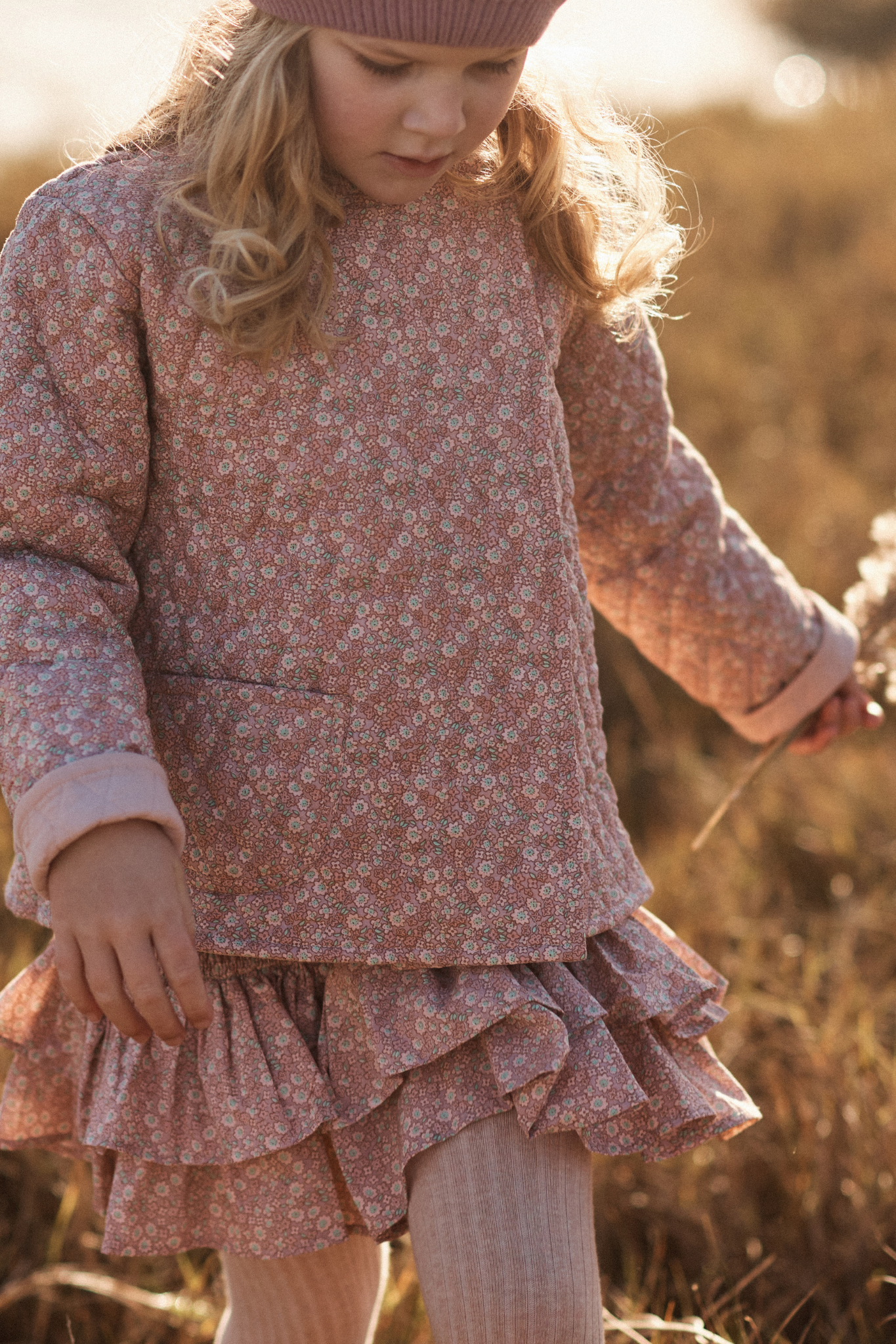 Quilted Jacket in Blush March Flower - Rose Lining - printebebe.com
