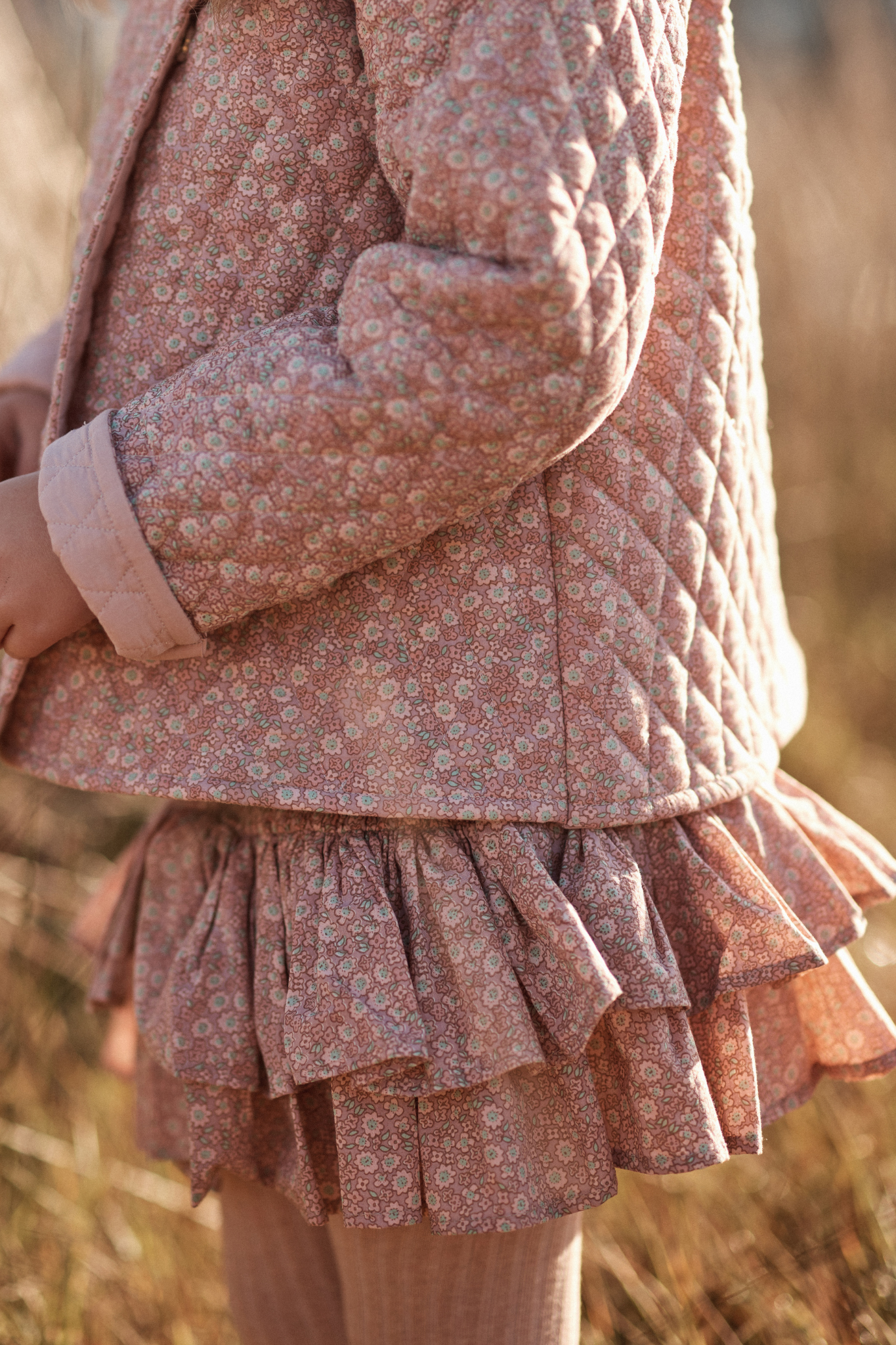 Quilted Jacket in Blush March Flower - Rose Lining - printebebe.com