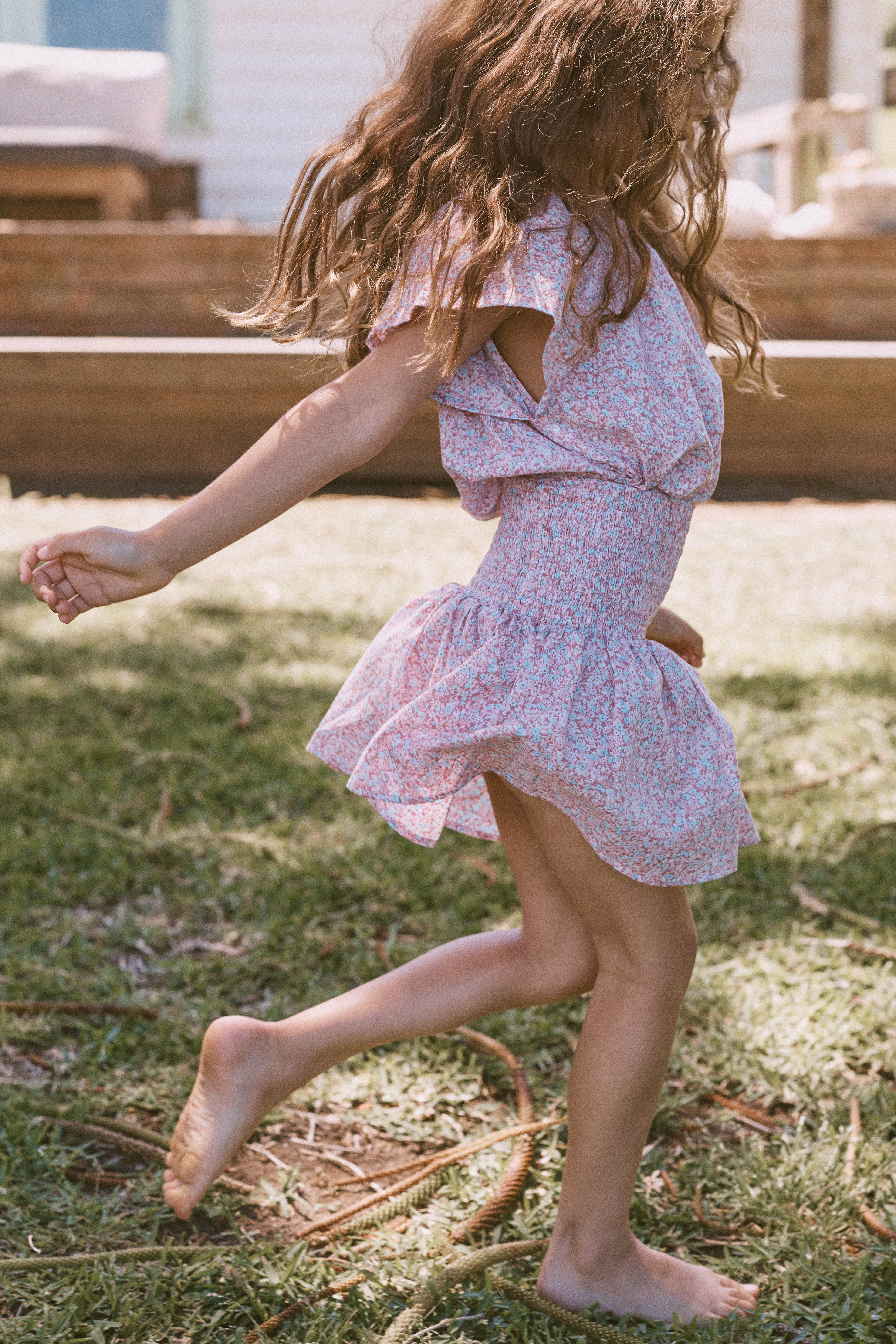 Ruched Skirt in Rosewater Mini Flower - printebebe.com