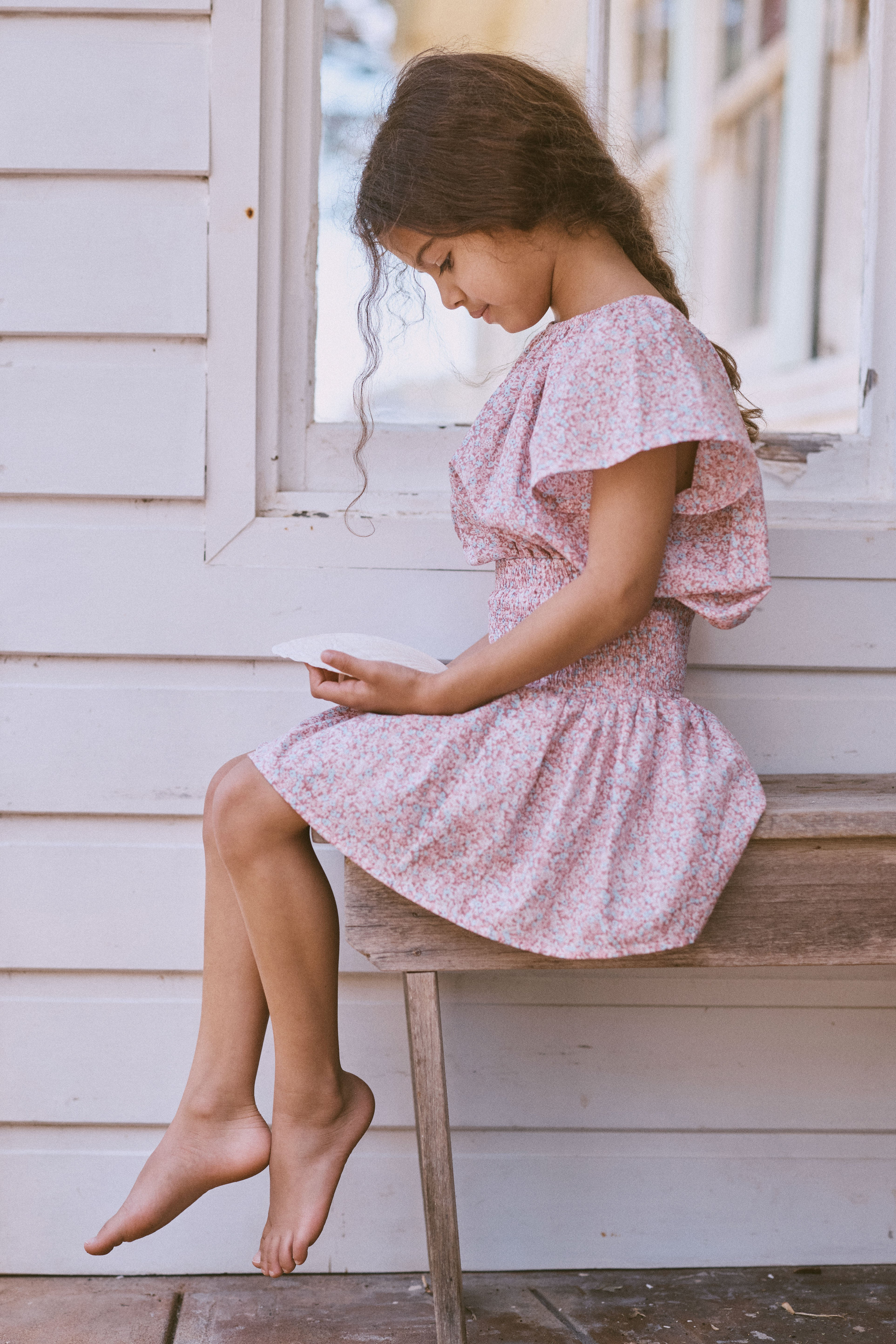 Ruched Skirt in Rosewater Mini Flower - printebebe.com