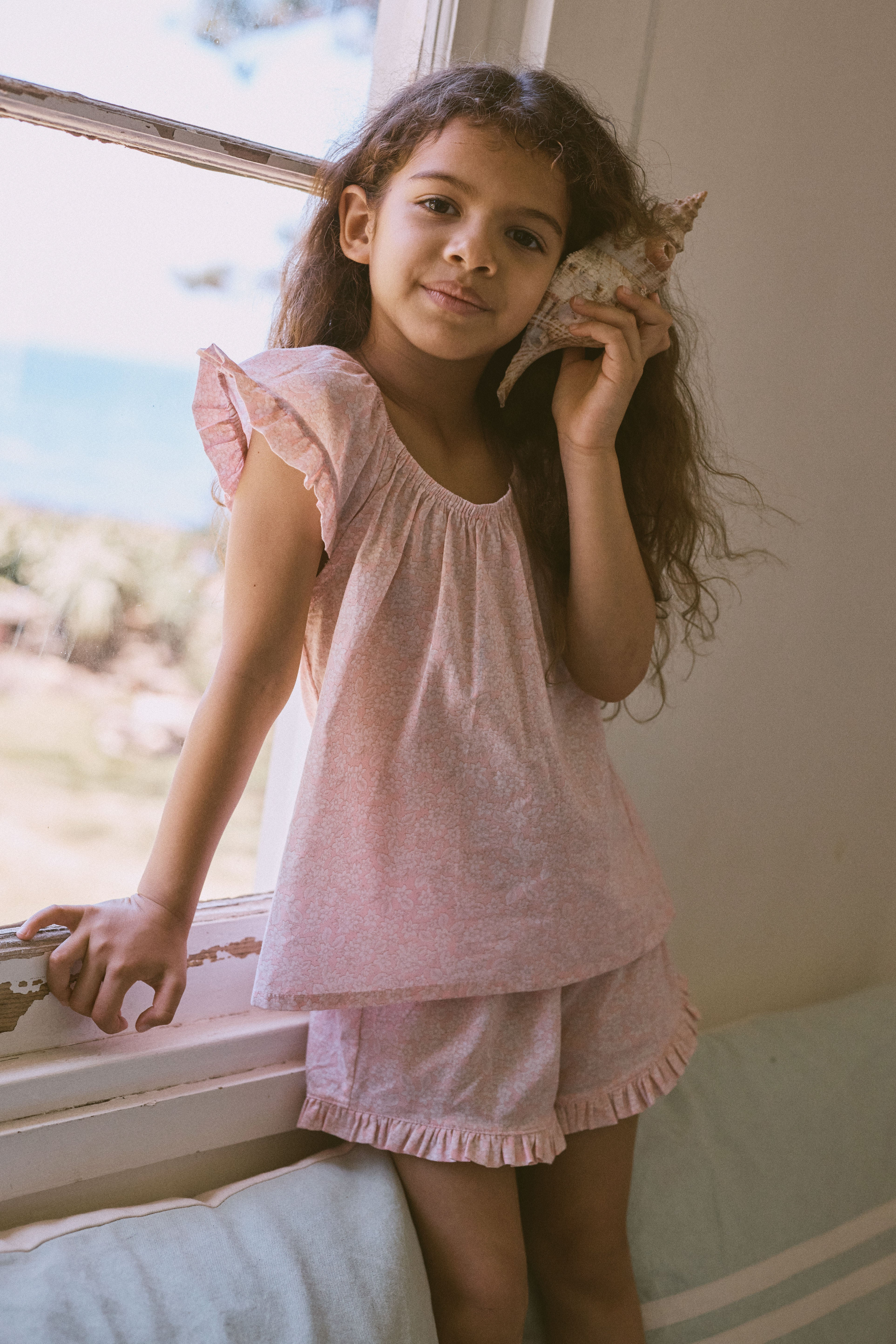 Pyjama Day Set in Petal Pink Field Flower - printebebe.com