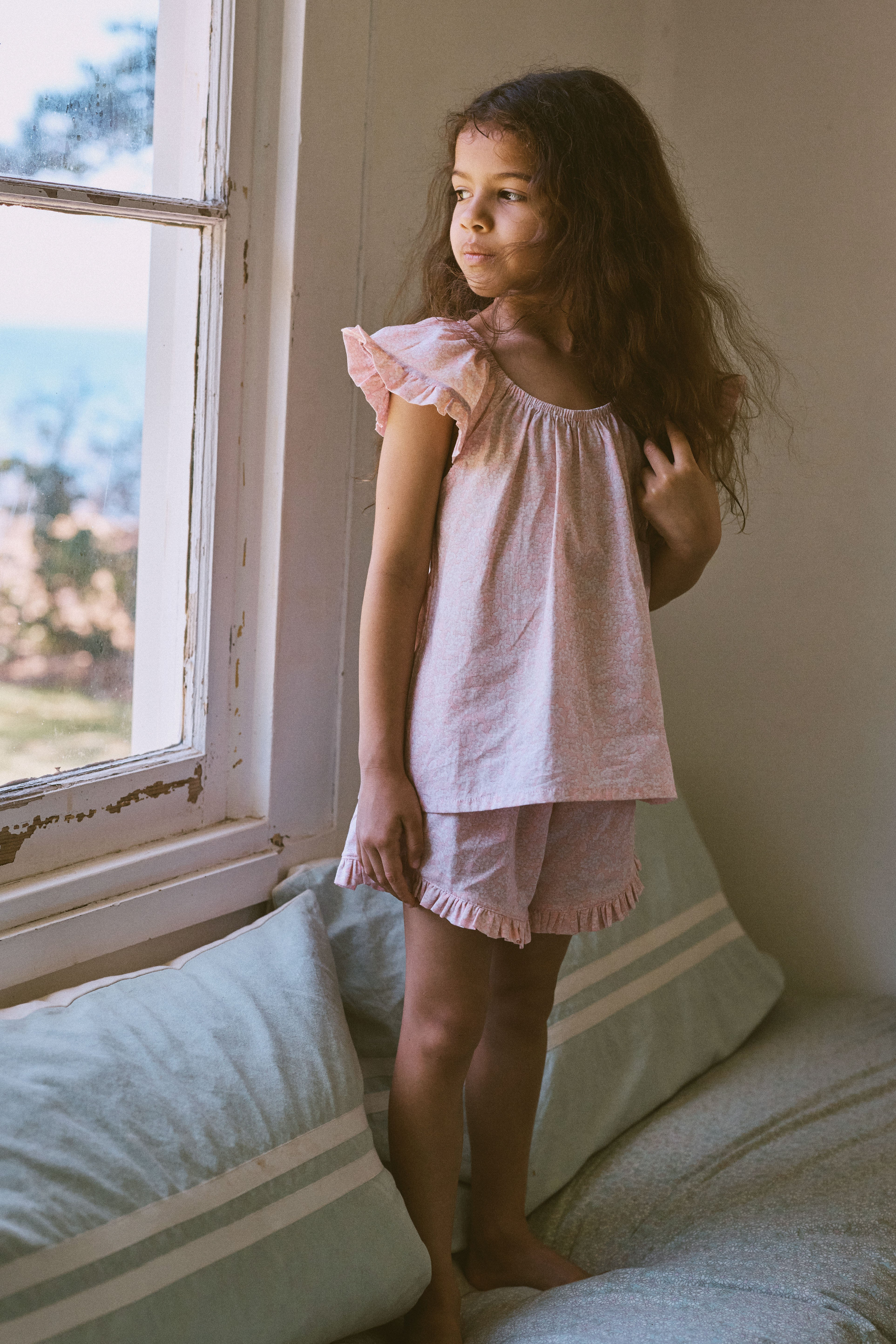 Pyjama Day Set in Petal Pink Field Flower - printebebe.com