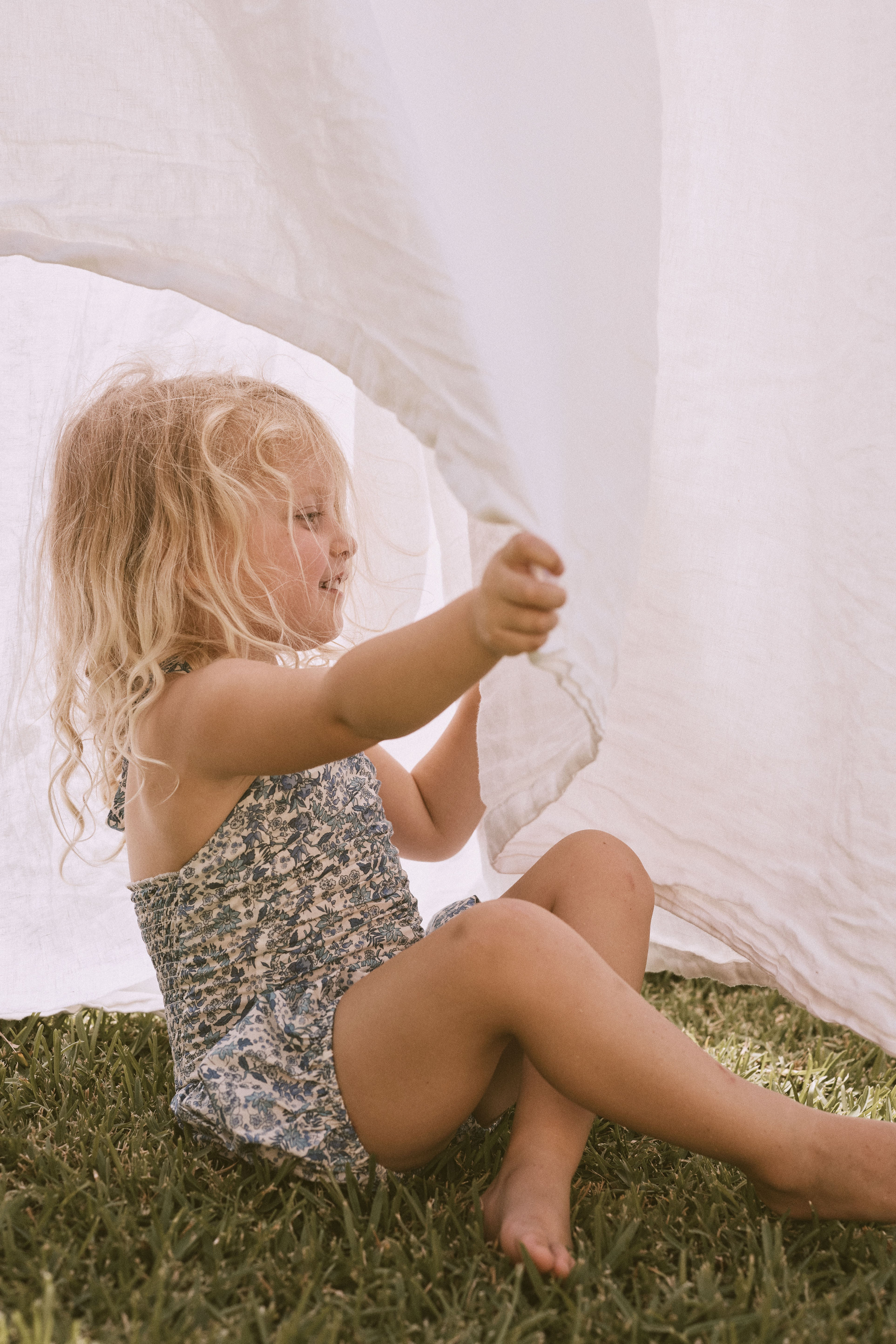 Camille Playsuit in Blue Serruria Liberty - printebebe.com